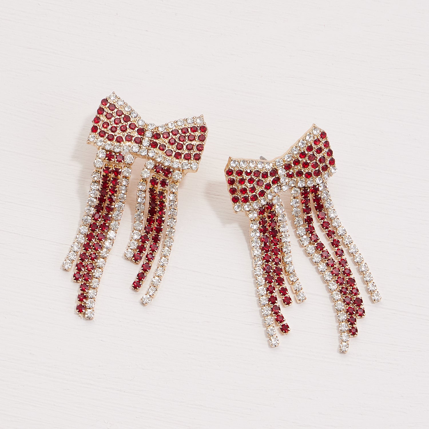 Rhinestone Bow Earrings with Gameday Colors