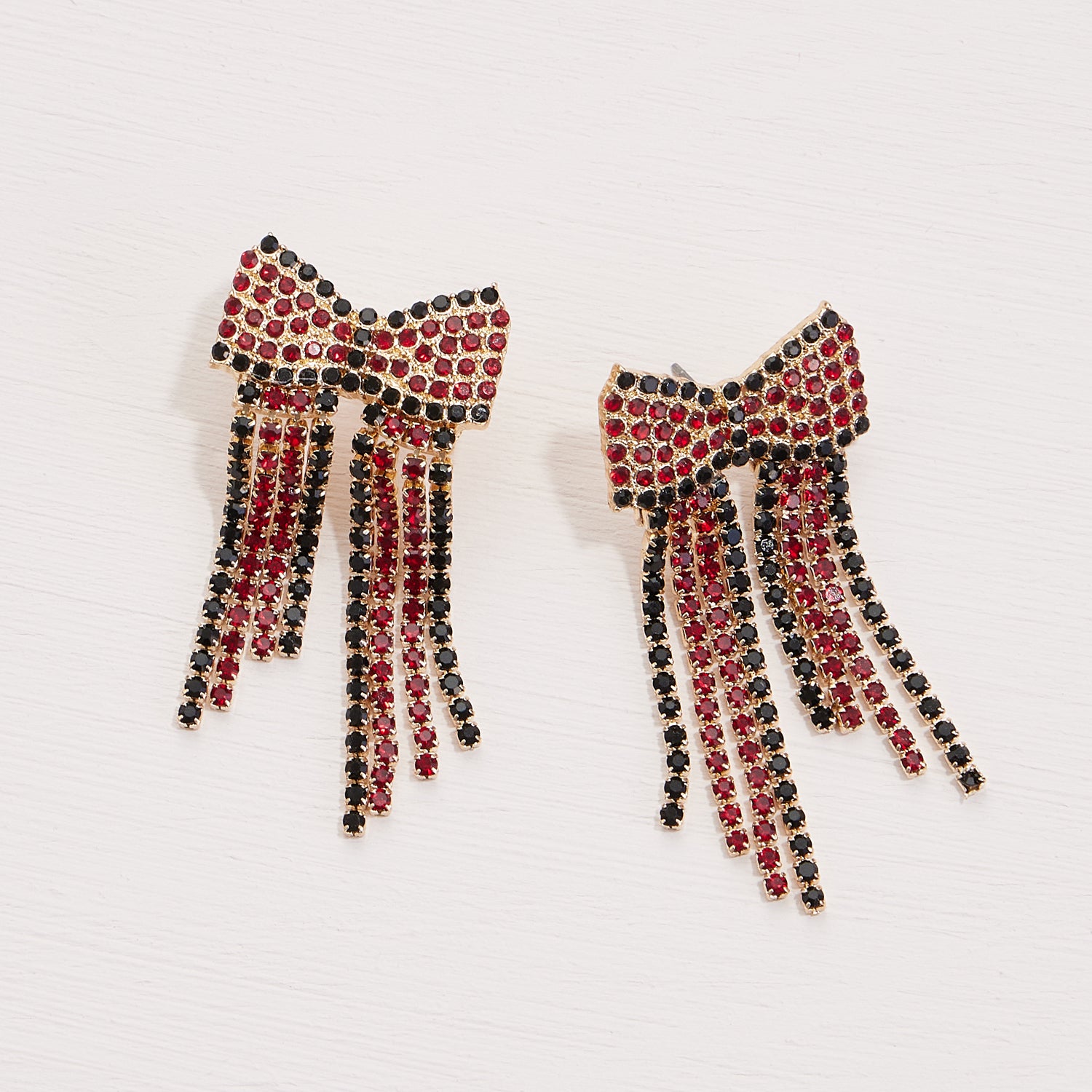 Rhinestone Bow Earrings with Gameday Colors