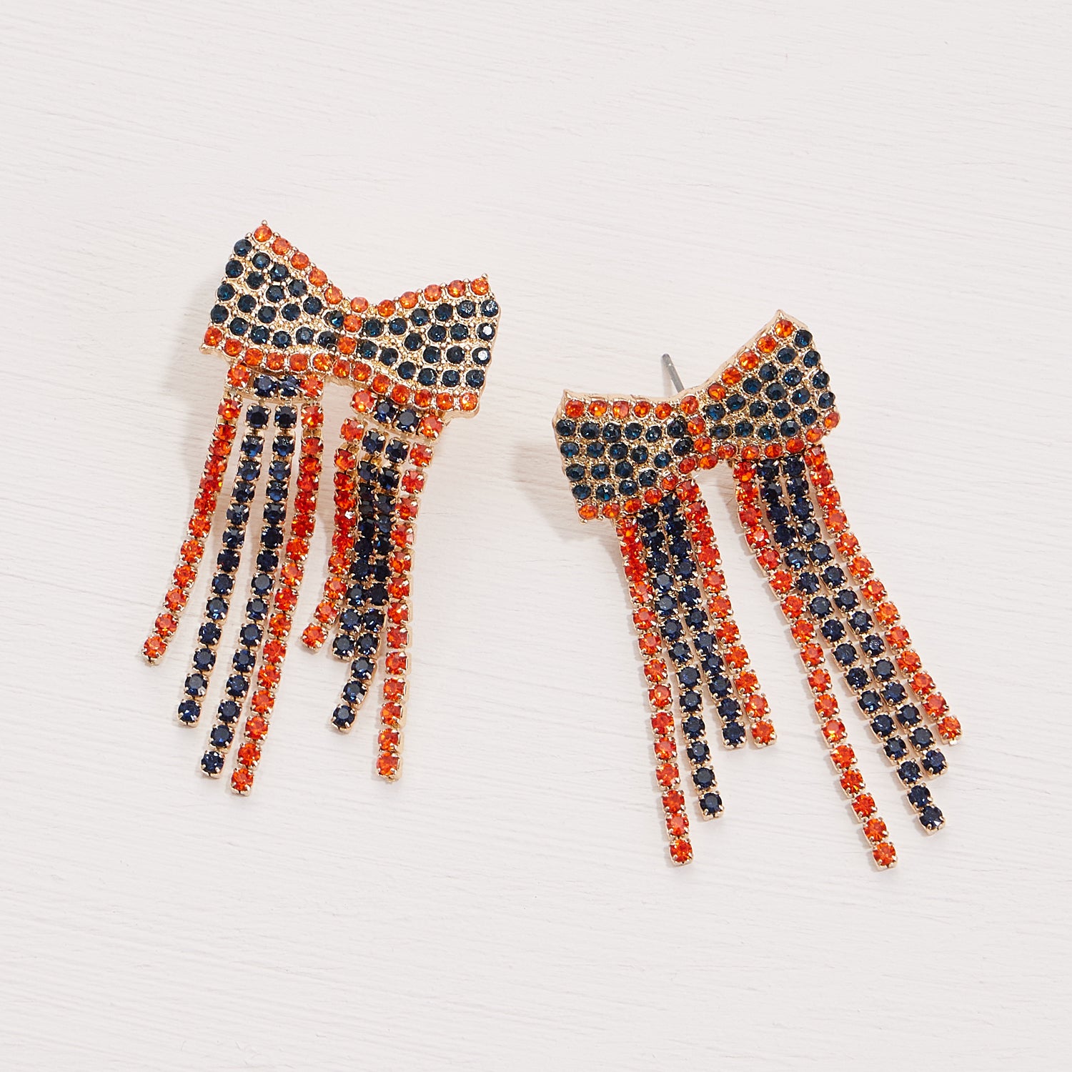 Rhinestone Bow Earrings with Gameday Colors