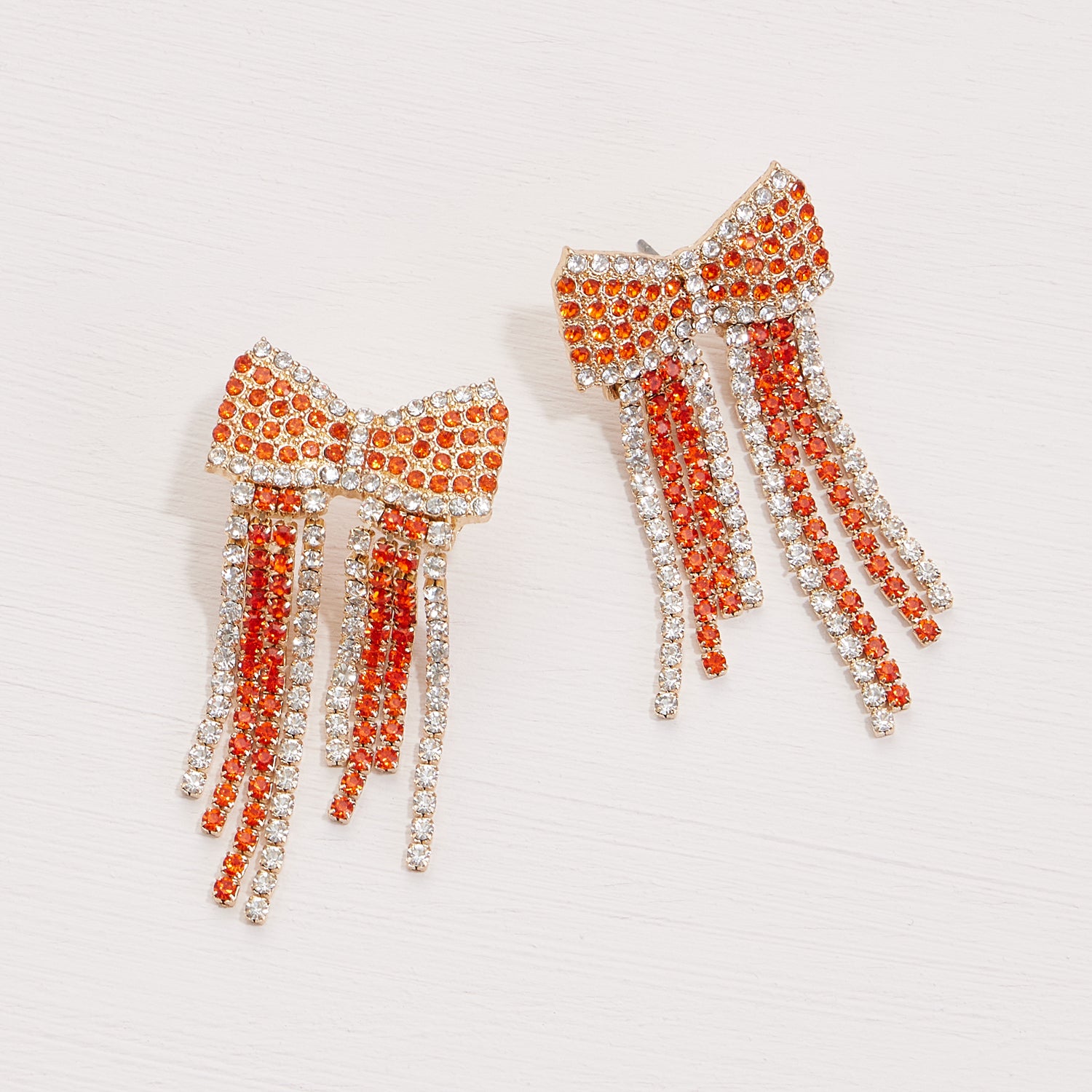 Rhinestone Bow Earrings with Gameday Colors