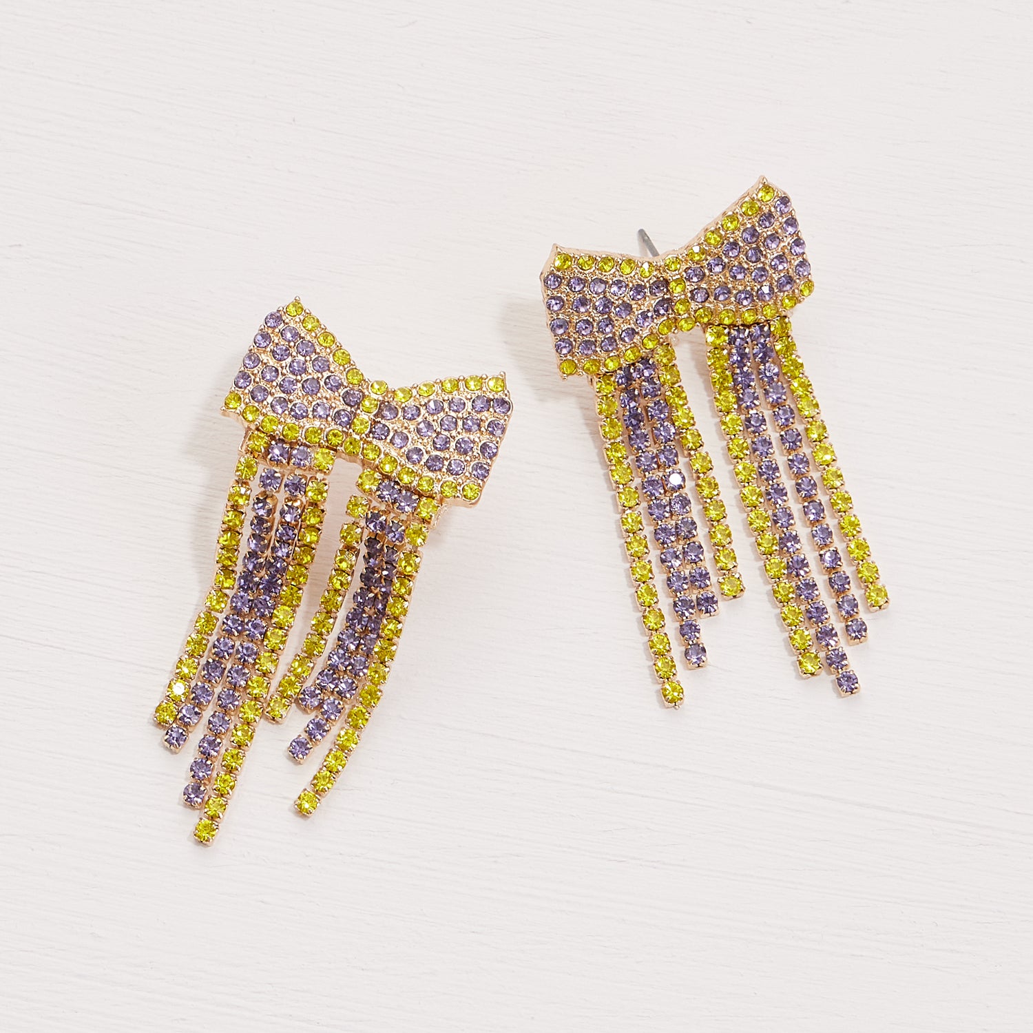Rhinestone Bow Earrings with Gameday Colors