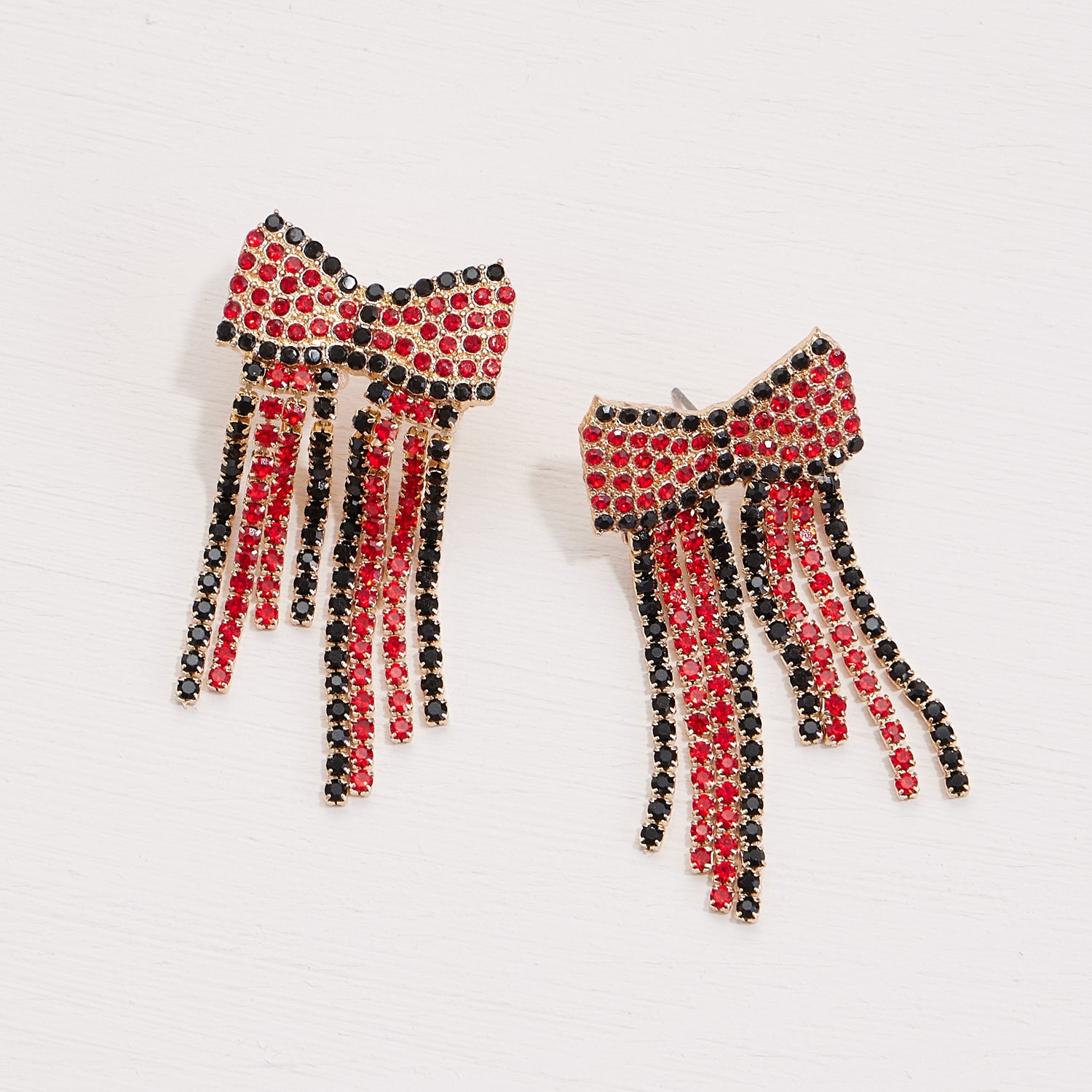 Rhinestone Bow Earrings with Gameday Colors