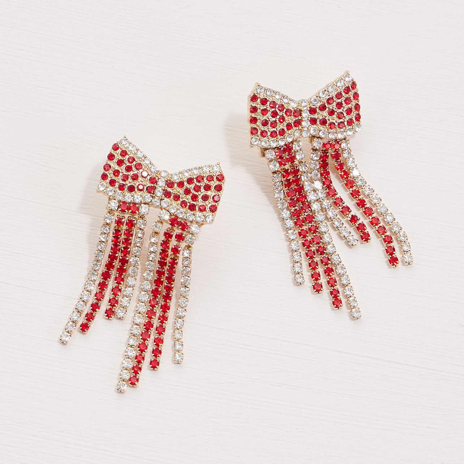Rhinestone Bow Earrings with Gameday Colors