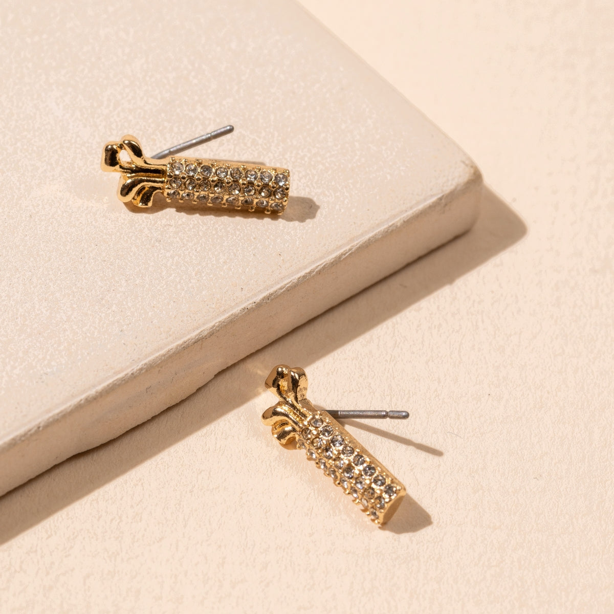 Golf Bag 18K Gold-Plated Stud Earrings - Frem