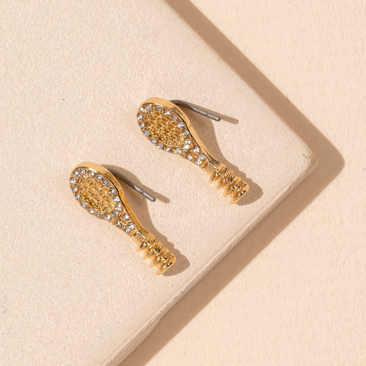 Tennis Racquet 18K Gold-Plated Stud Earrings - Frem