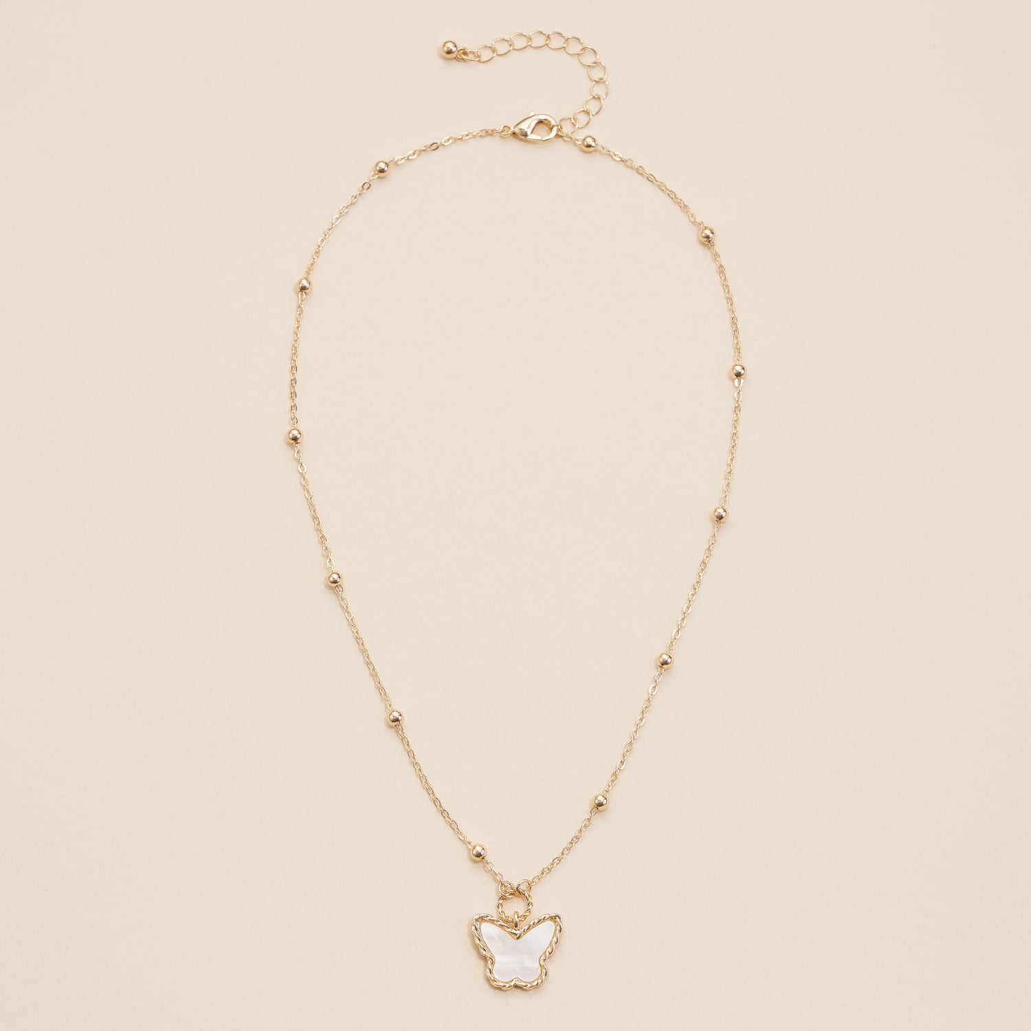Short Necklace with Butterfly Shell Charm