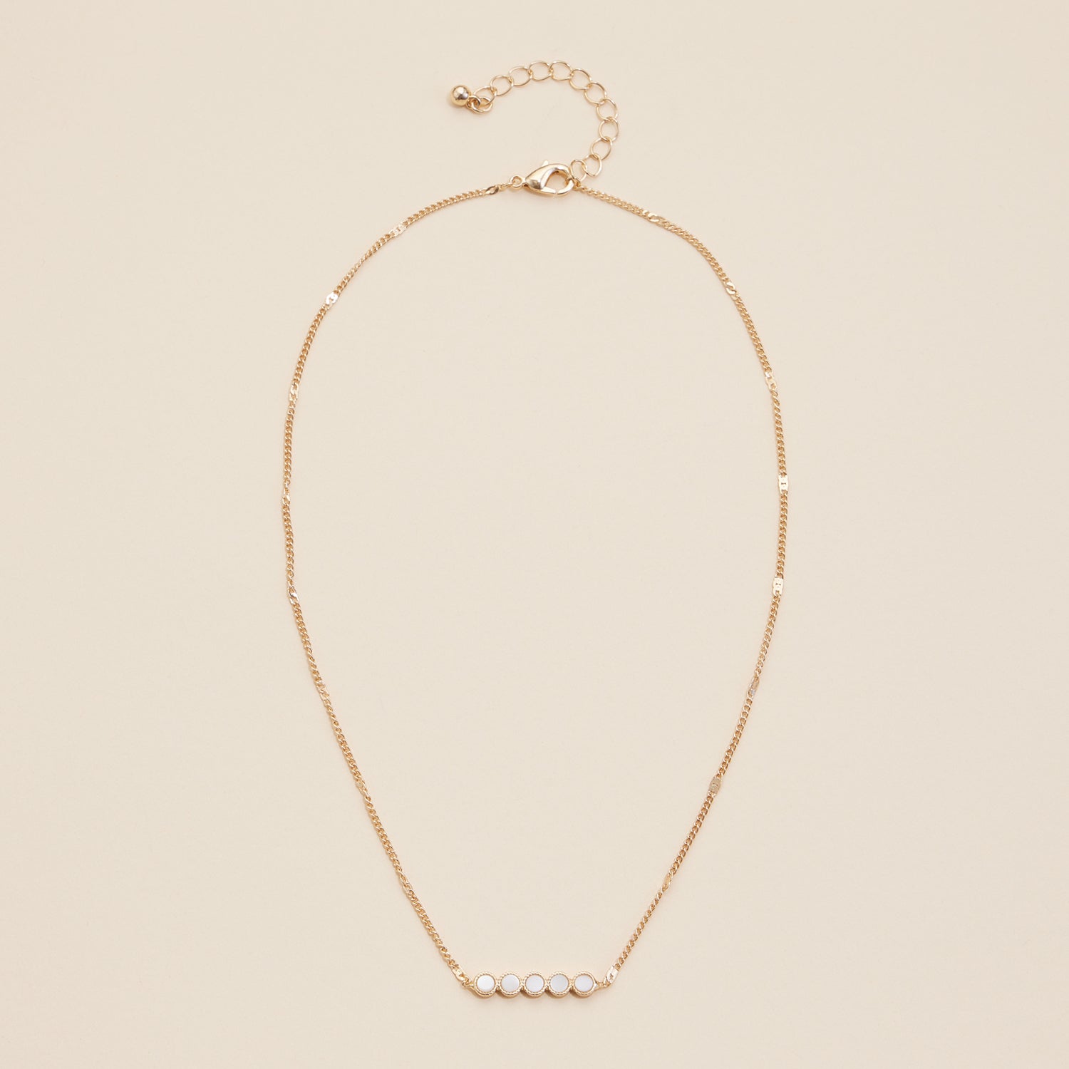 Short Necklace with Shell Dot Charms