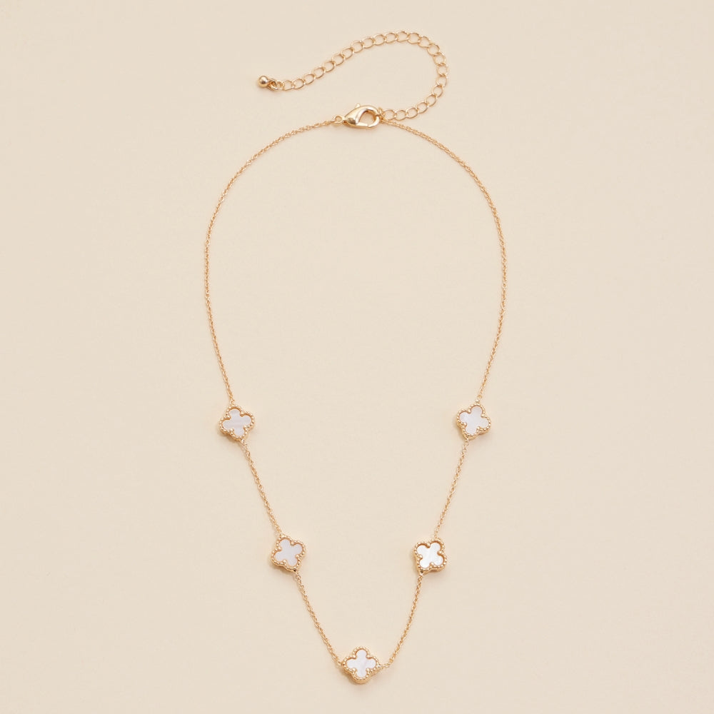 Short Necklace with Floral Shell Charms