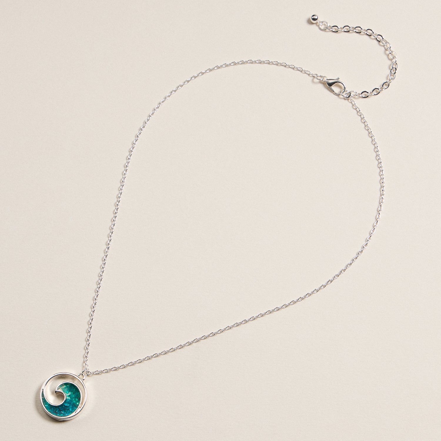 Silver-Tone Ocean Wave Enamel Necklace
