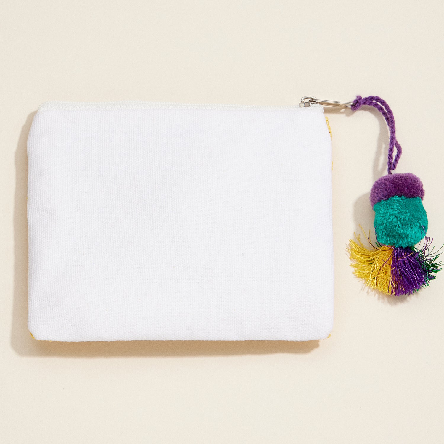 Mardi Gras Zip Pouch – Festive Masquerade Clutch with Tassel