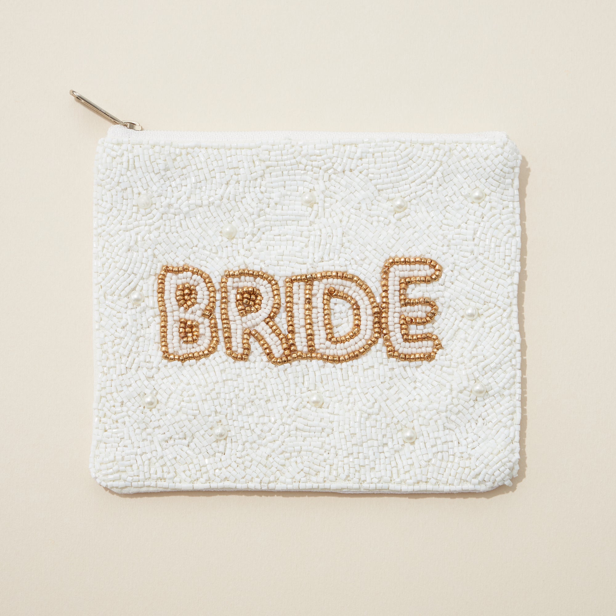 BRIDE Seed Bead Canvas Coin Pouch