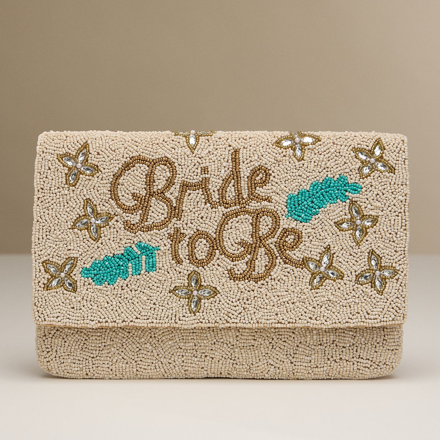 Beaded "Bride to Be" Clutch Purse – Handmade Bridal Party Bag with Gold Chain