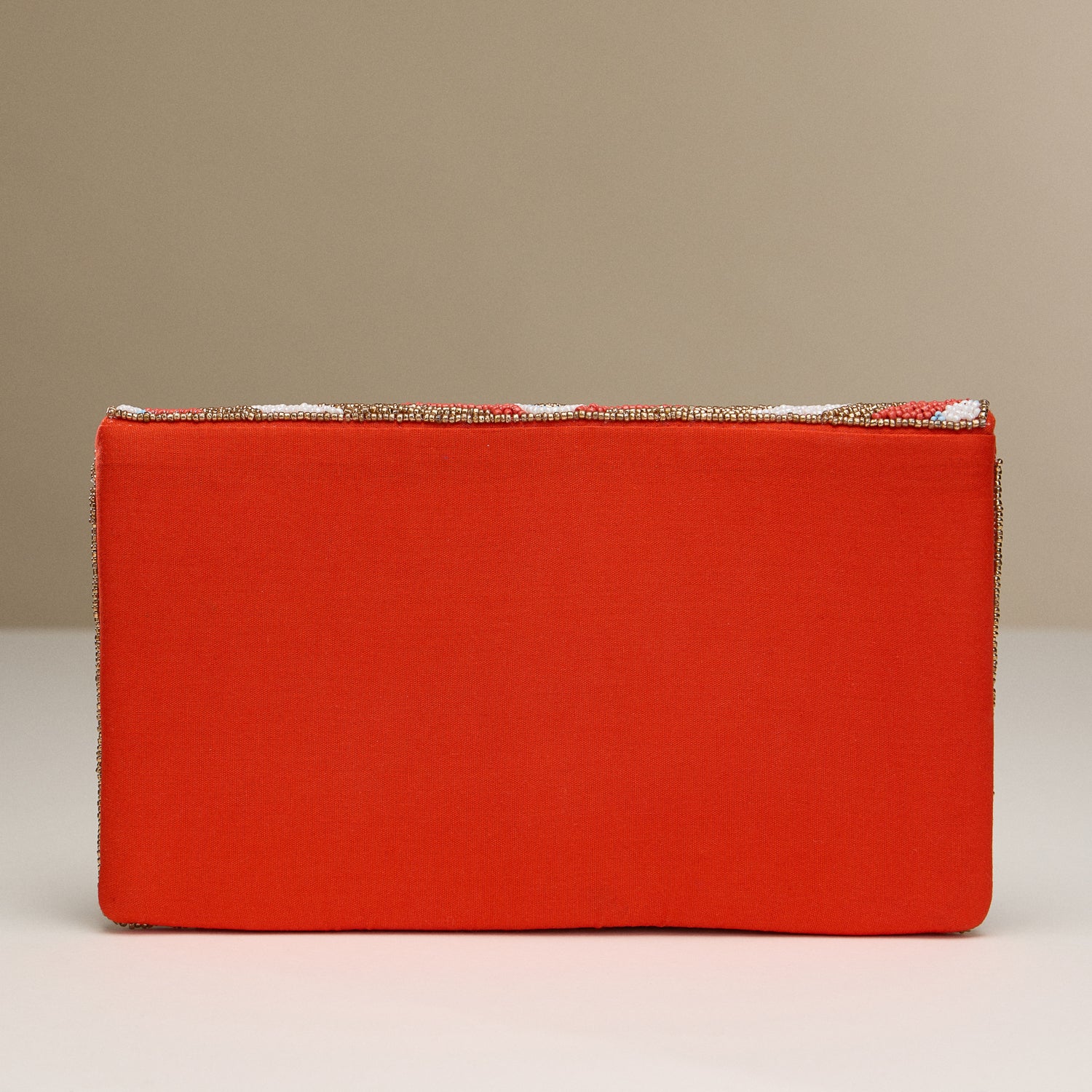 Geometric Beaded Boho Clutch – Colorful Design with Gold Chain