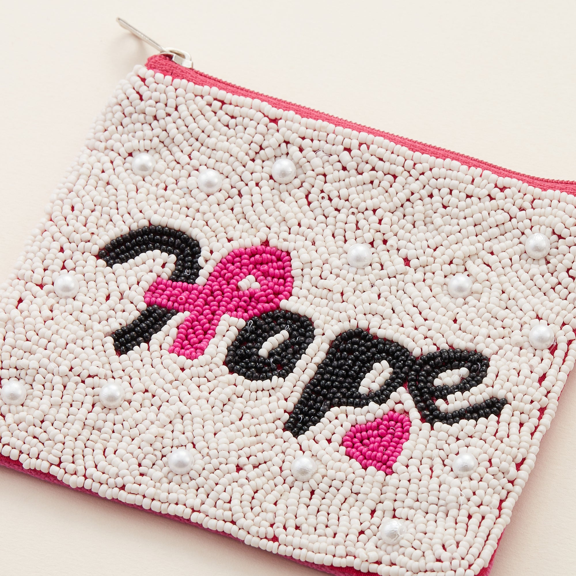 Hope Pink Ribbon Beaded Awareness Pouch