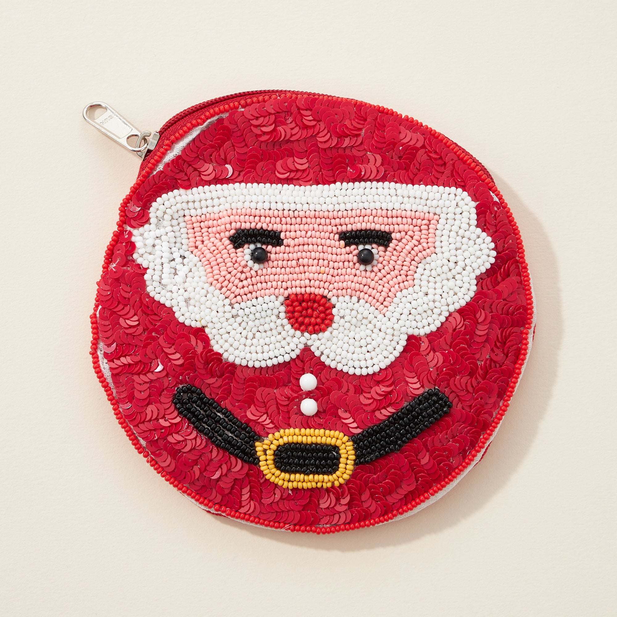 Beaded Santa Face Coin Purse – Holiday Accessory