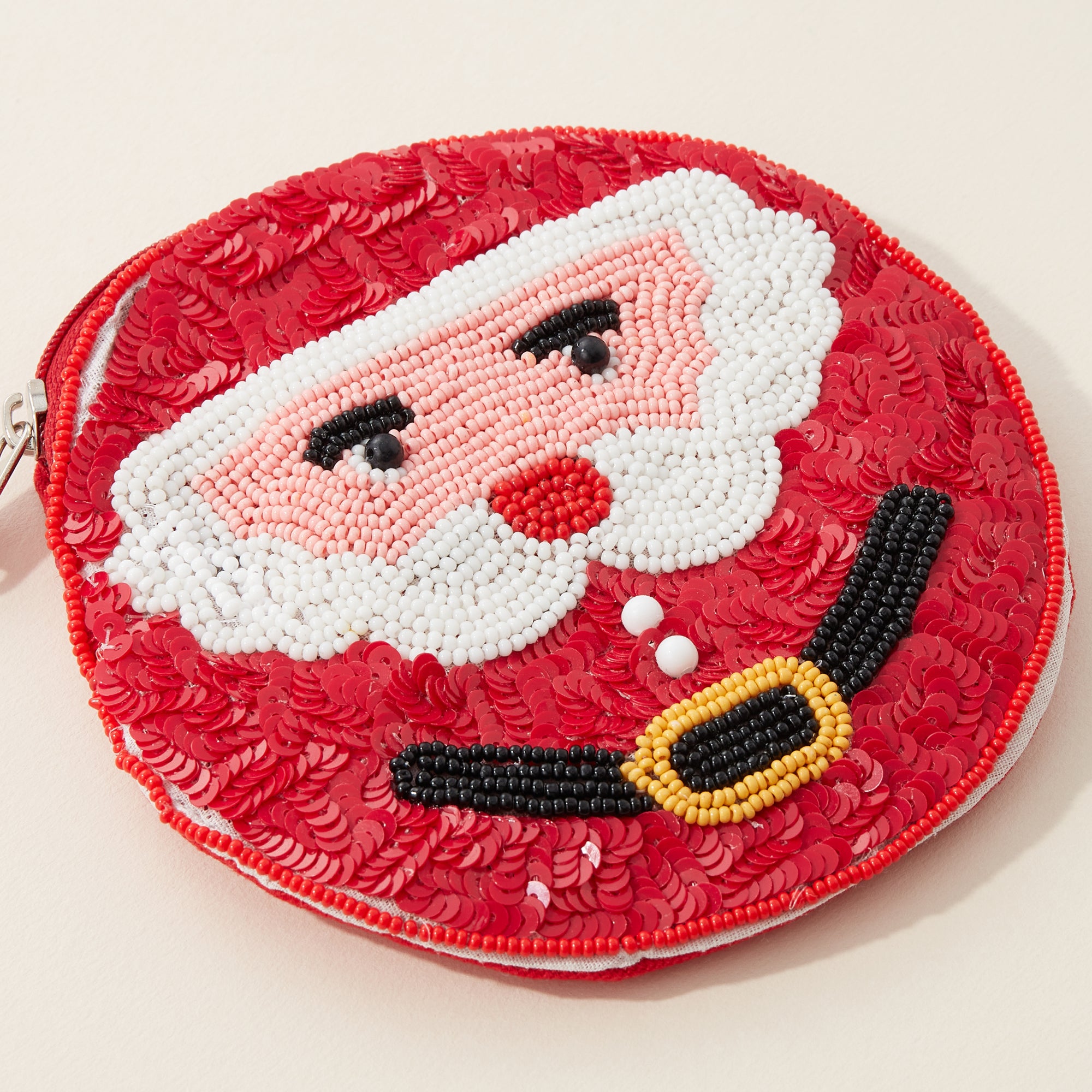 Beaded Santa Face Coin Purse – Holiday Accessory