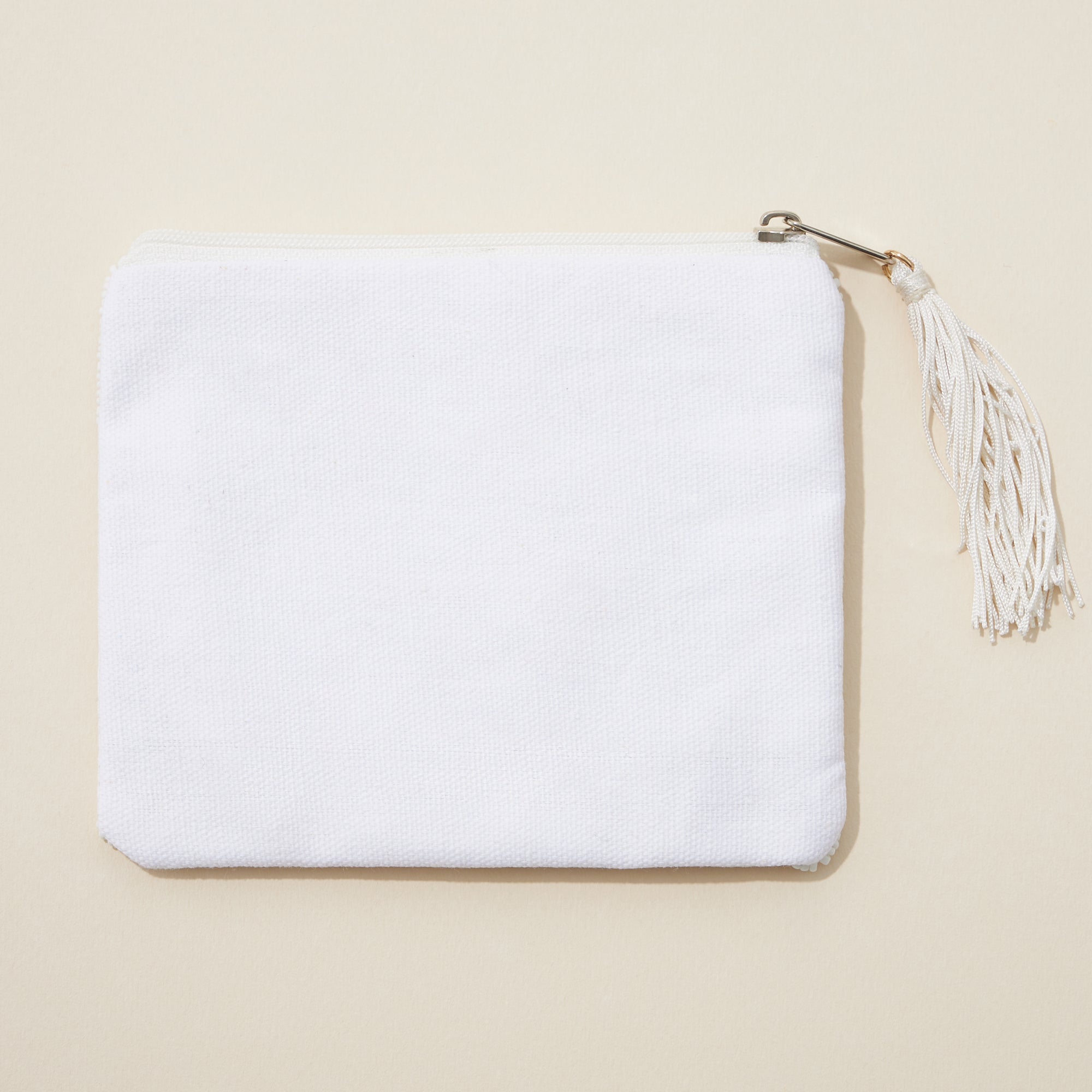 BRIDE AB Stone Seed Bead Canvas Pouch with a Tassel