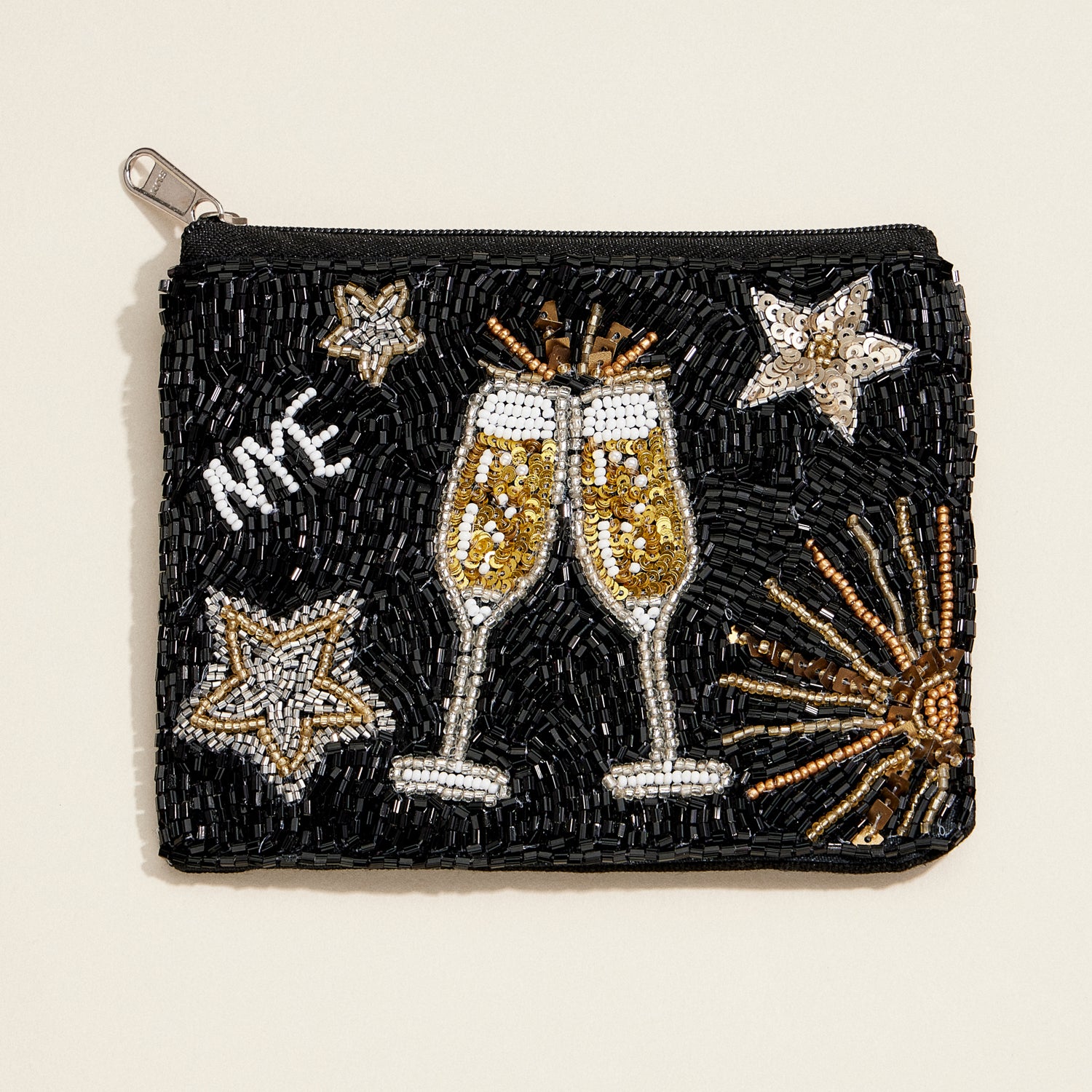 New Year's Eve Beaded Clutch – Sparkling Champagne Toast Party Pouch