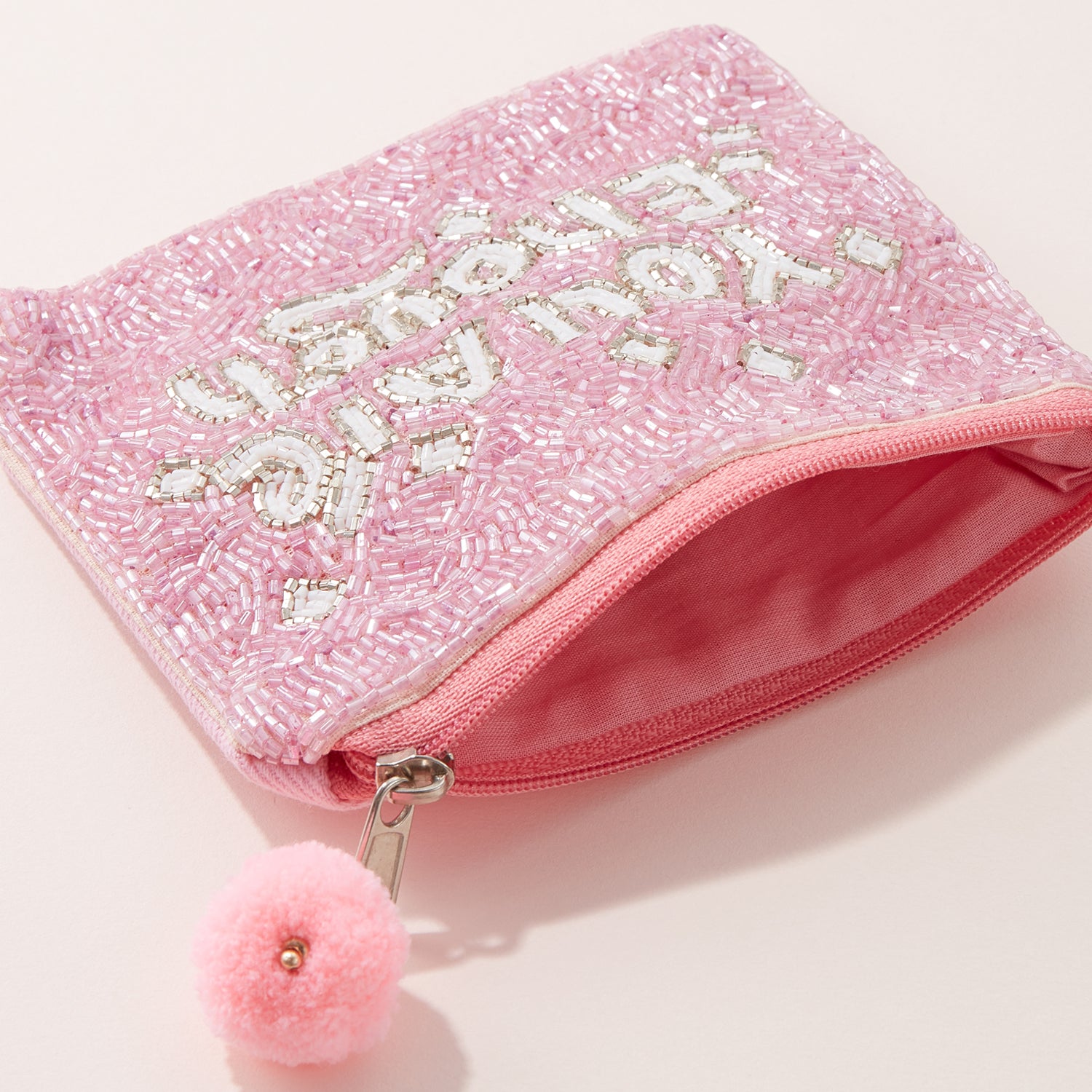You Are Enough Pink Beaded Inspirational | Coin Pouch
