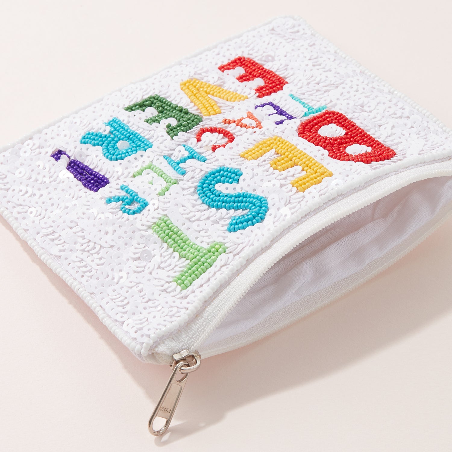 Best Teacher Ever Beaded Pouch – Colorful Sequin Gift Bag