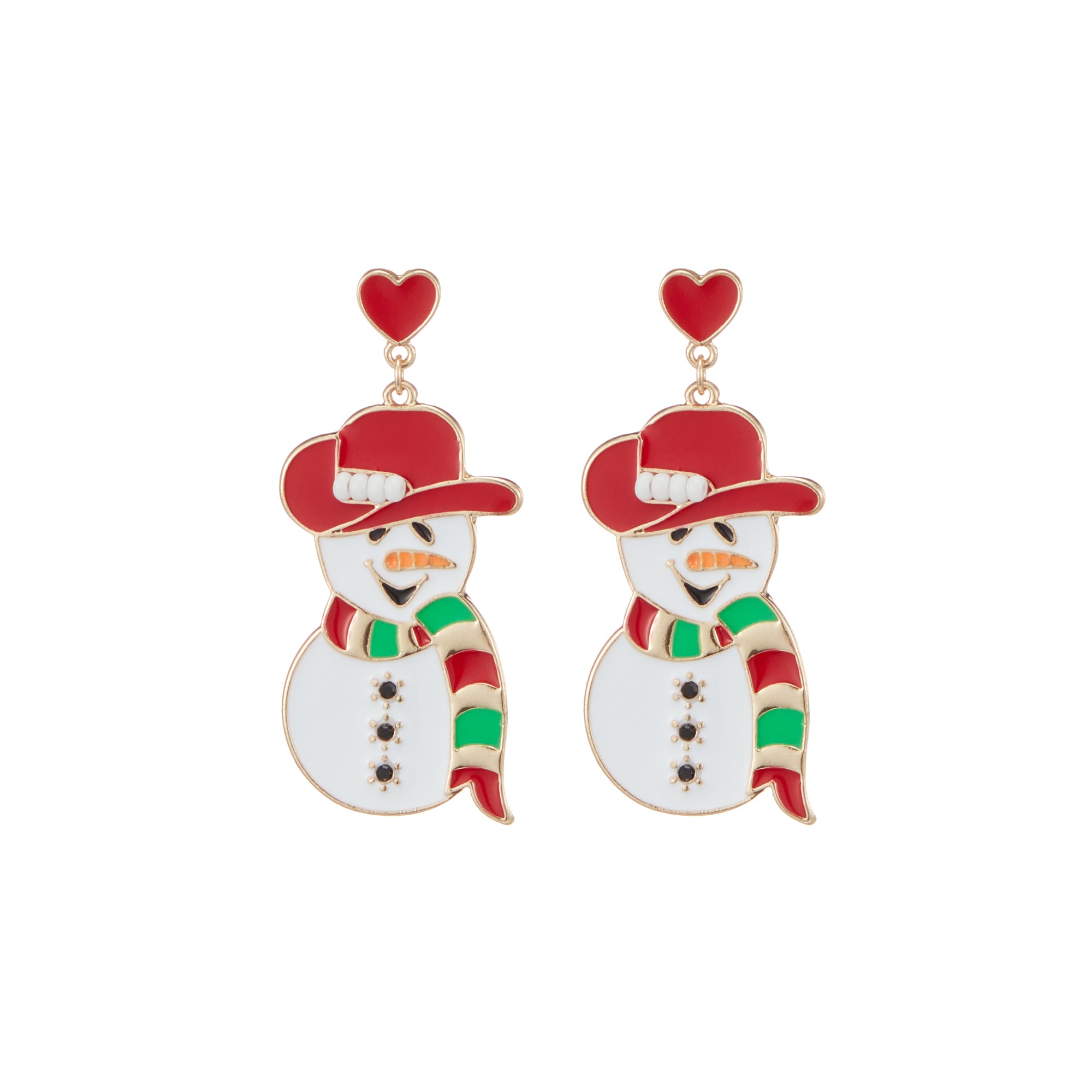 Cowboy Snowman Enamel Earrings