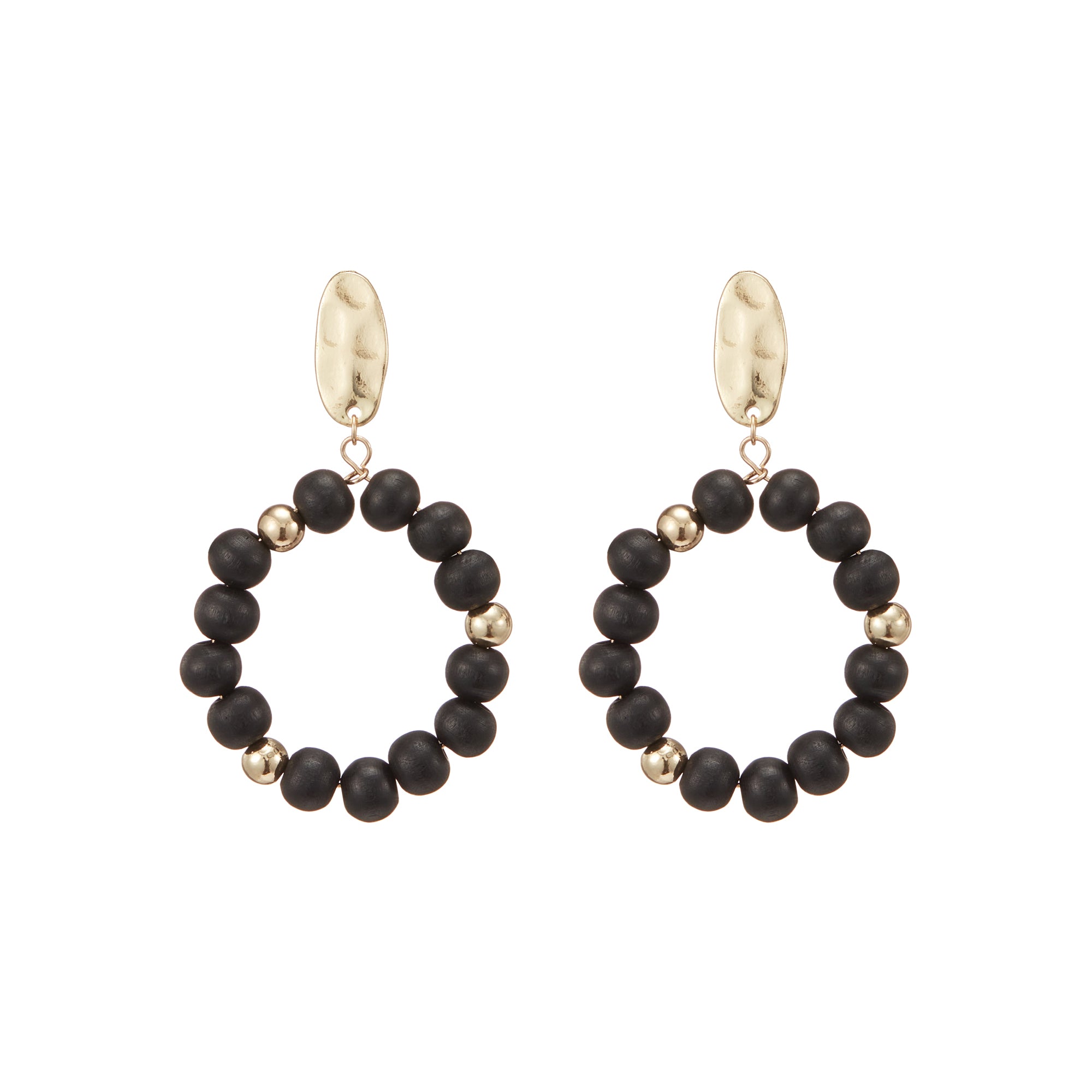 Colored Wood Bead Drop Earrings