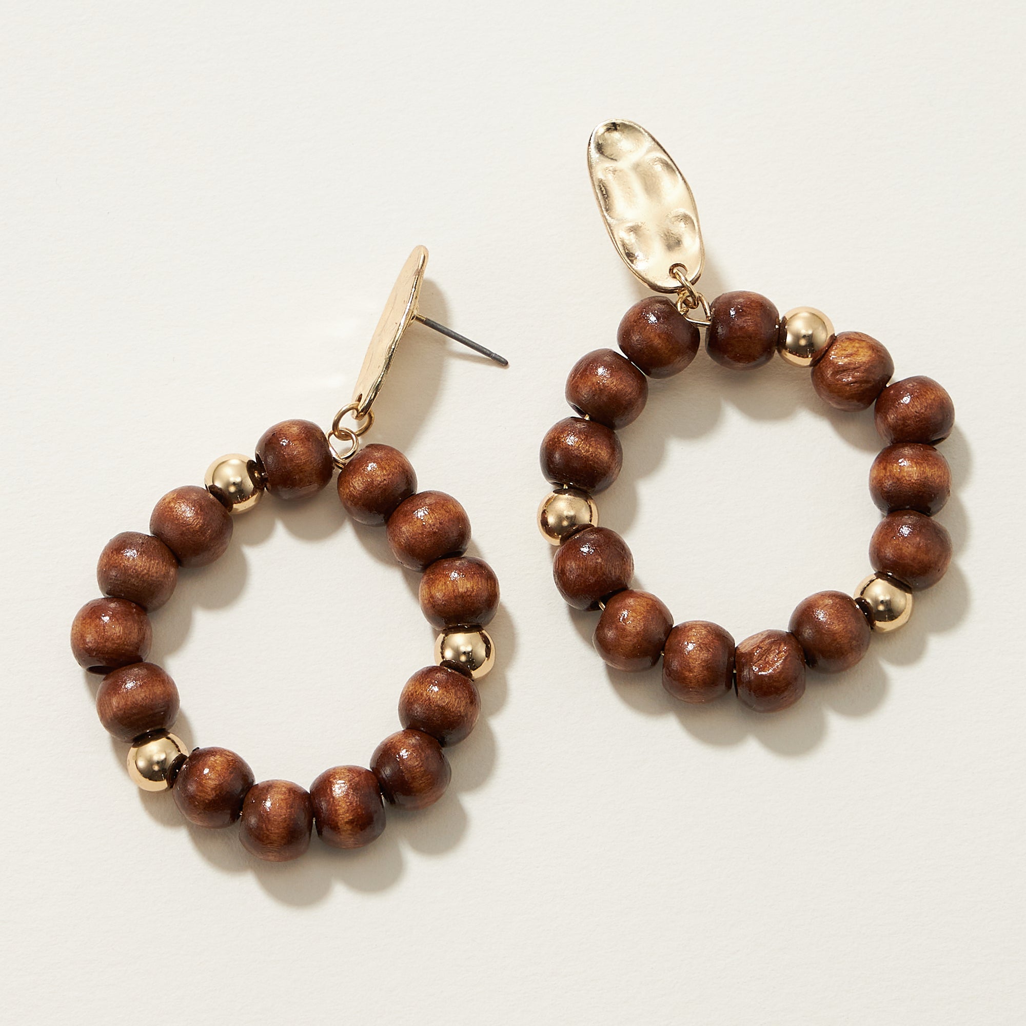 Colored Wood Bead Drop Earrings