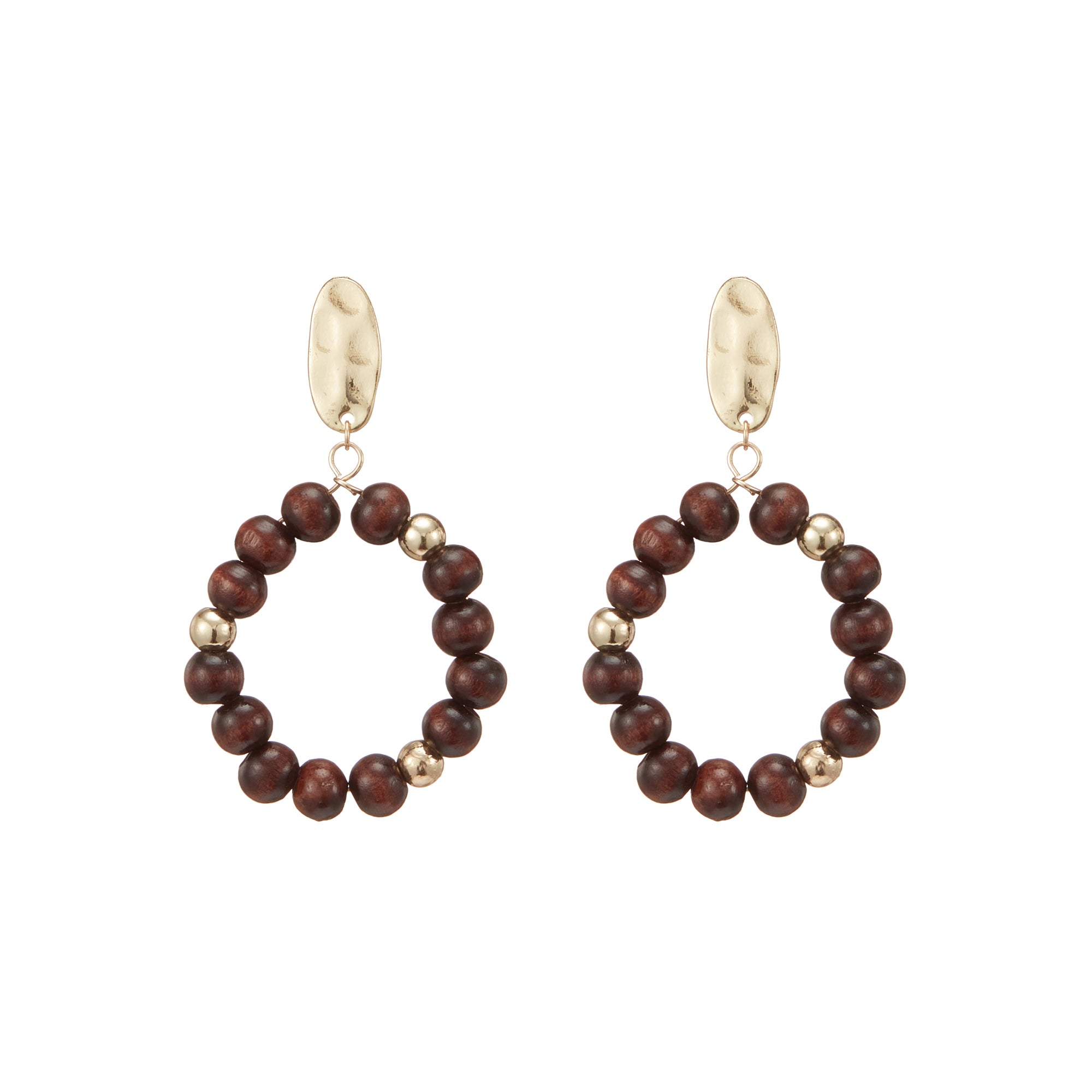 Colored Wood Bead Drop Earrings