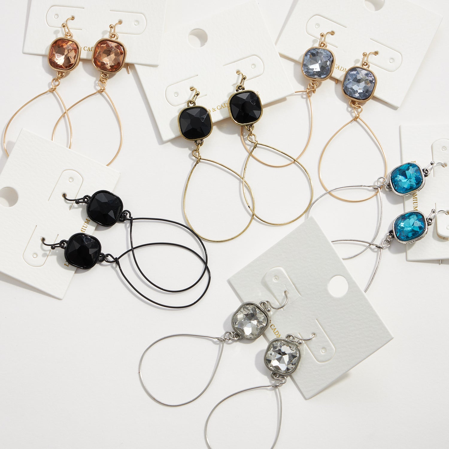 Square Crystal Teardrop Earrings