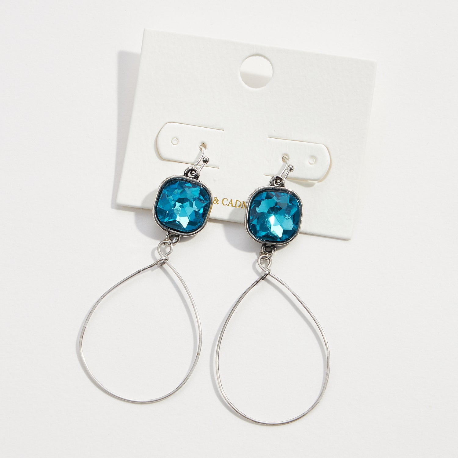 Square Crystal Teardrop Earrings