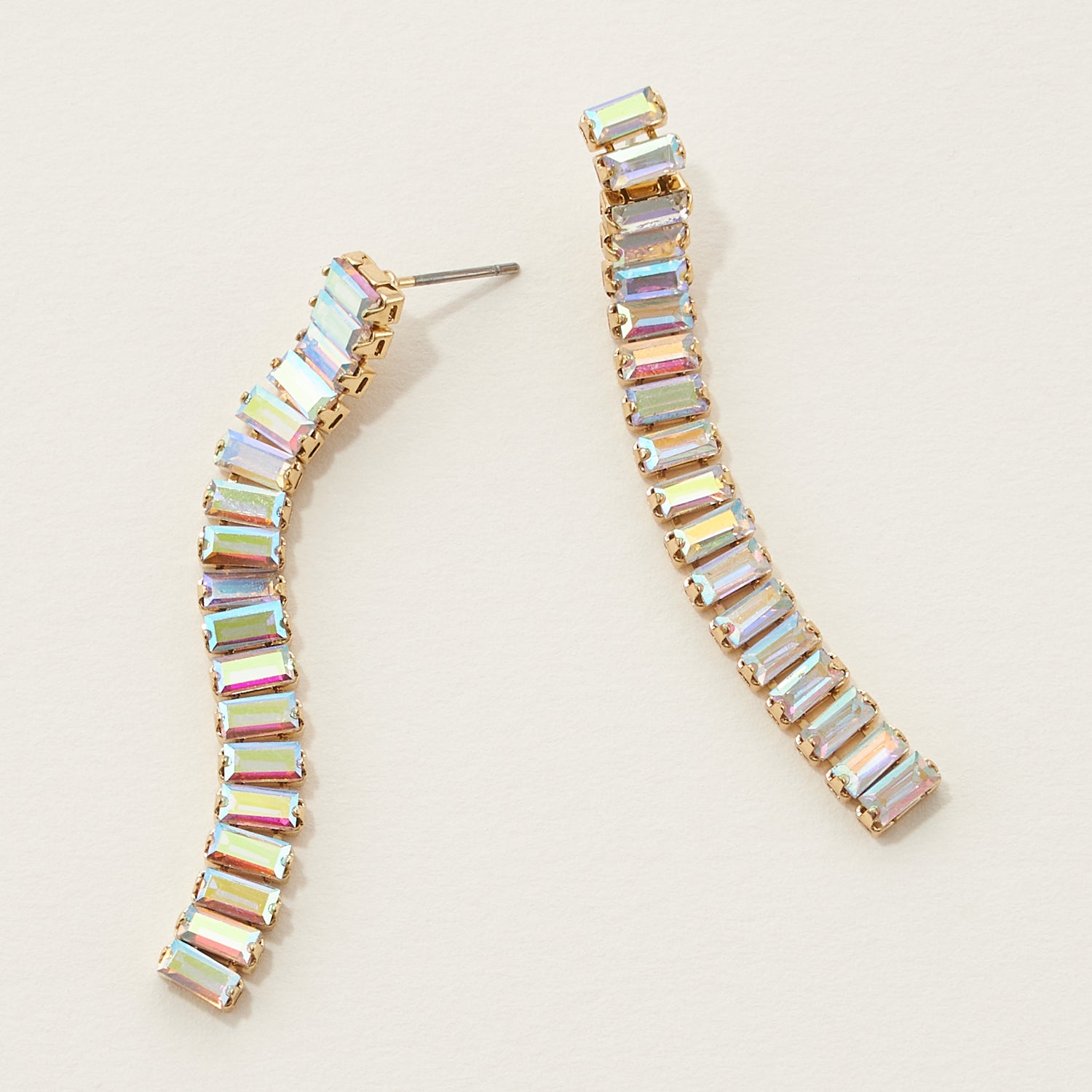 Linked Color Rhinestone Drop Earrings