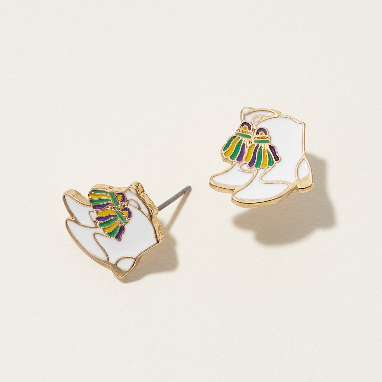 Mardi Gras Small Boots Stud Earrings