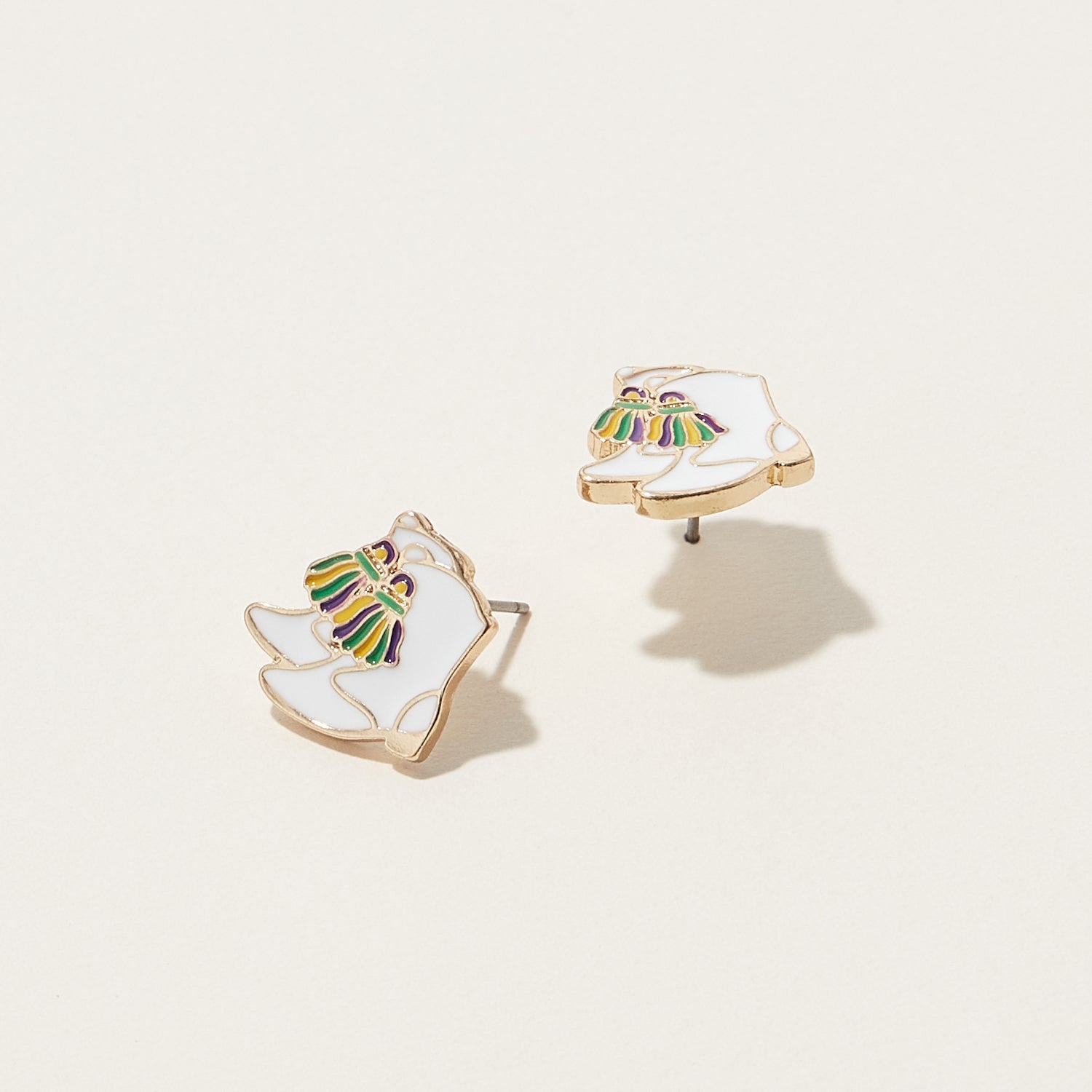Mardi Gras Small Boots Stud Earrings