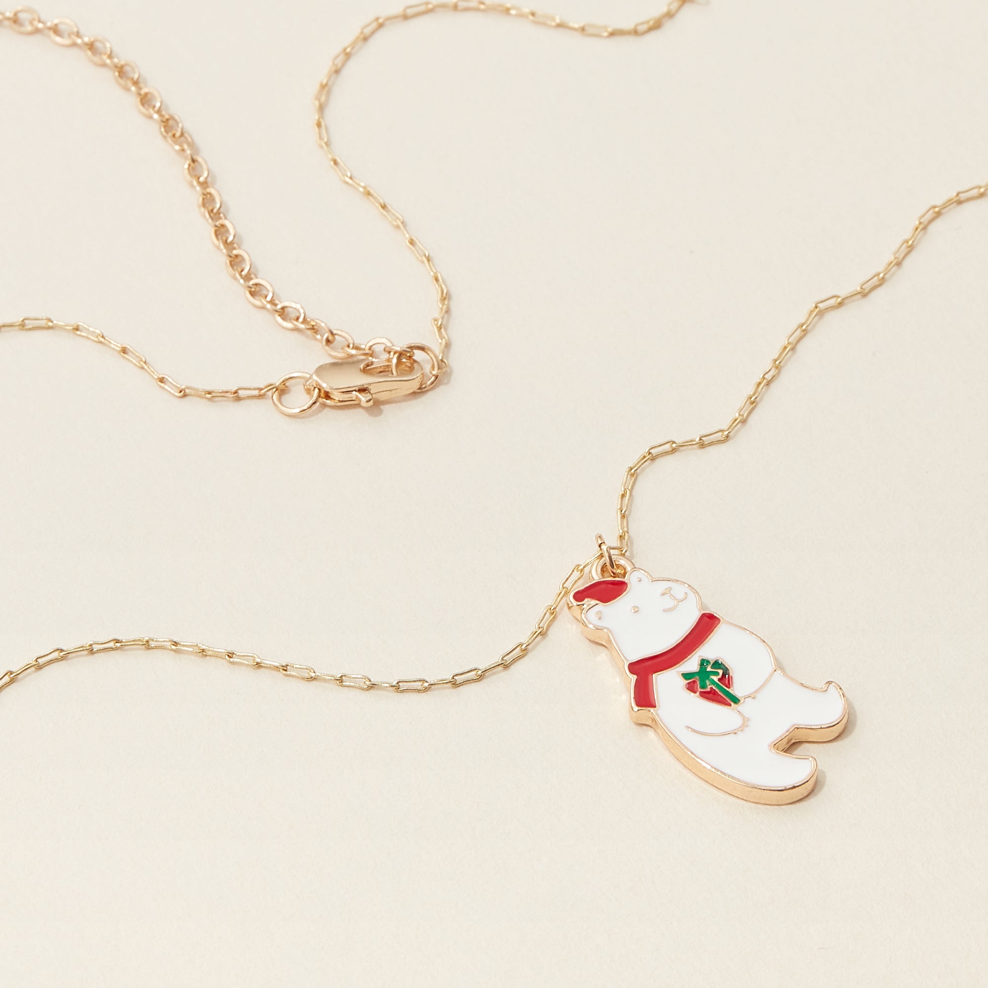 Christmas Bear Epoxy Necklace