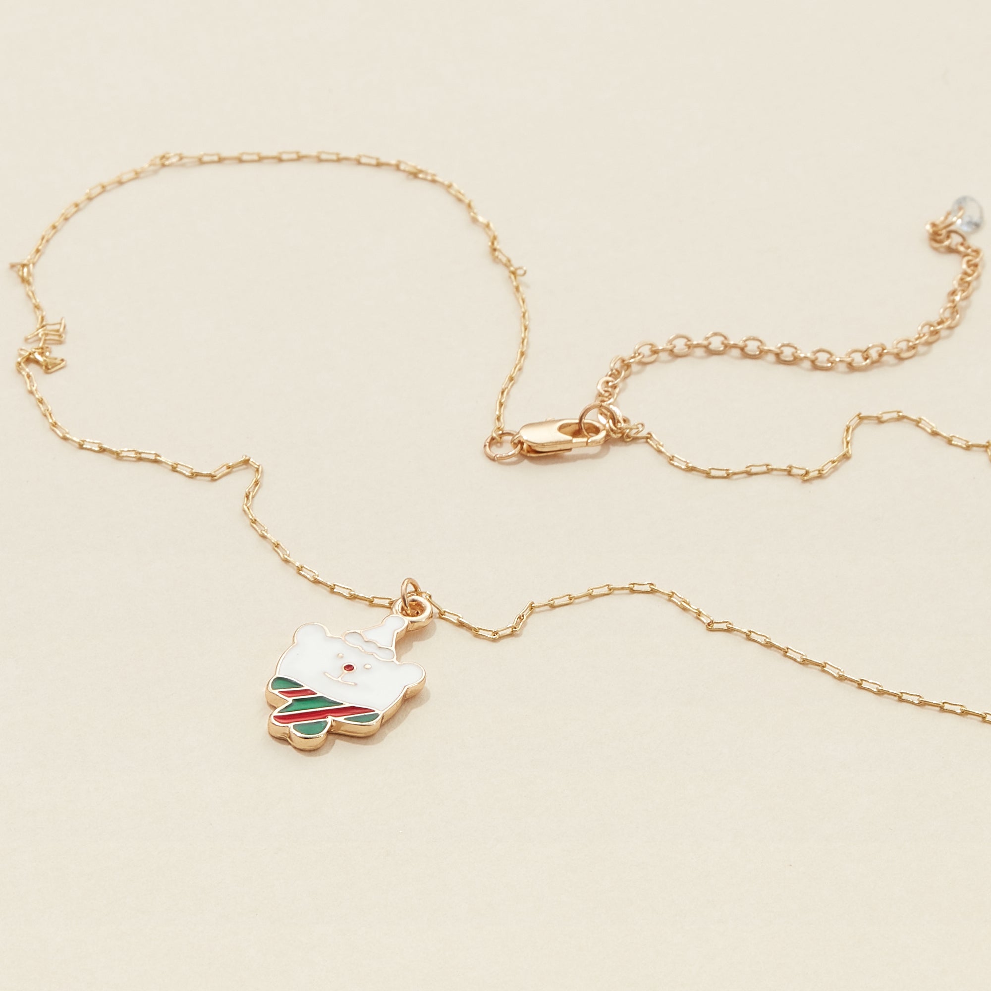 Christmas Bear Epoxy Pendant Necklace