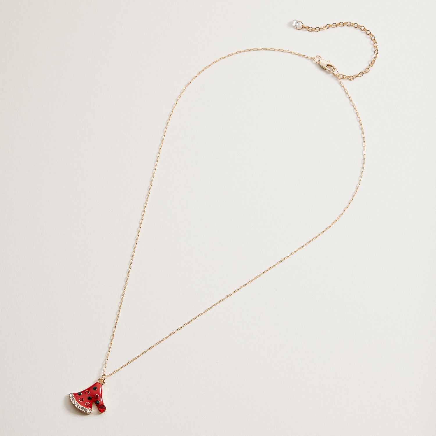 Red Christmas Tree Crystal Pendant Necklace | Gold Dipped Holiday Necklace