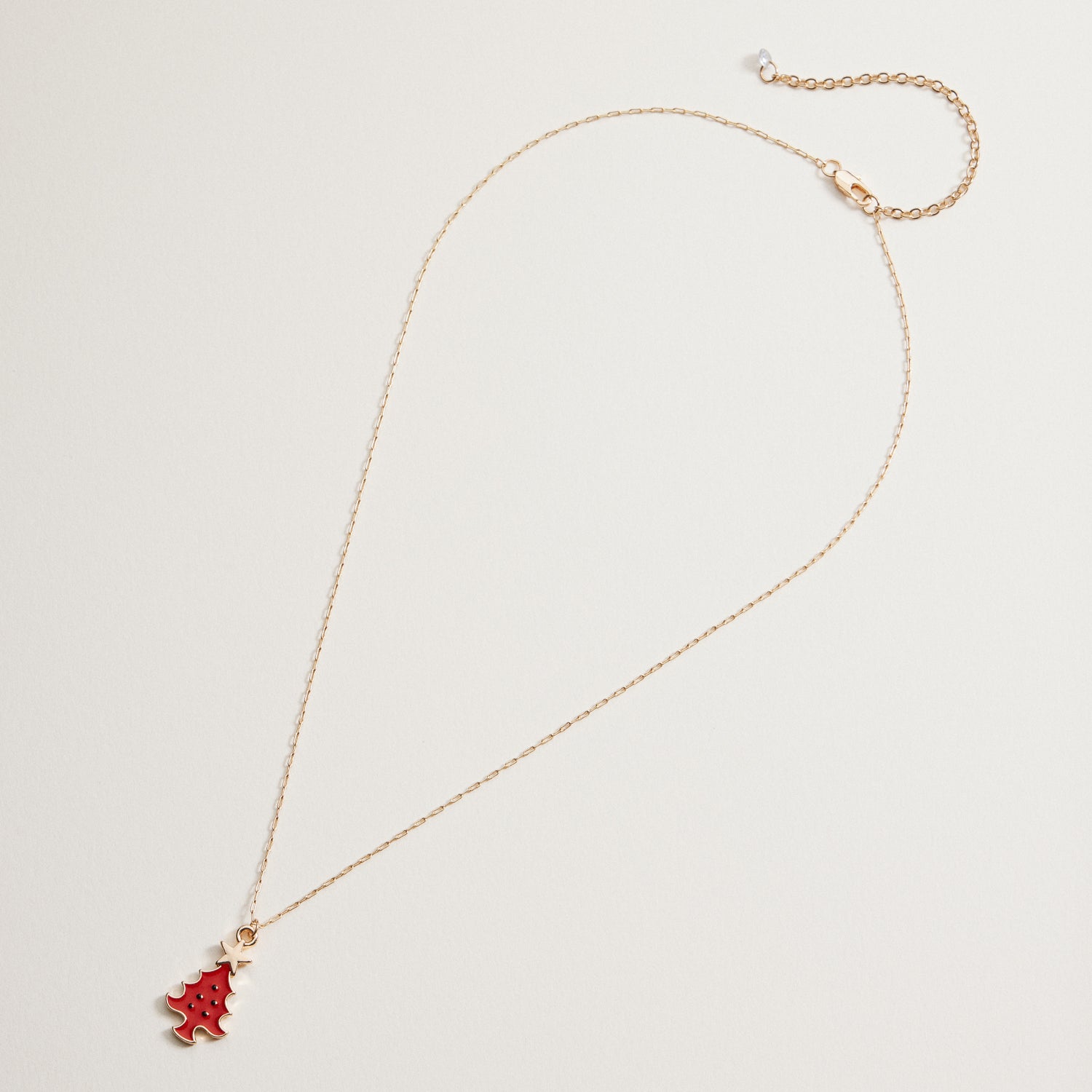 Red Christmas Tree Pendant Necklace | Holiday Charm Necklace