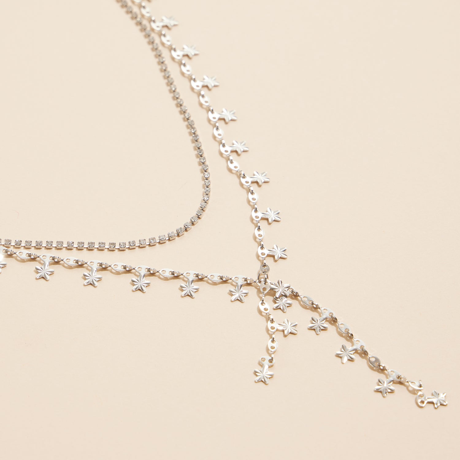 Elegant Star Layered Necklace with Crystal Details