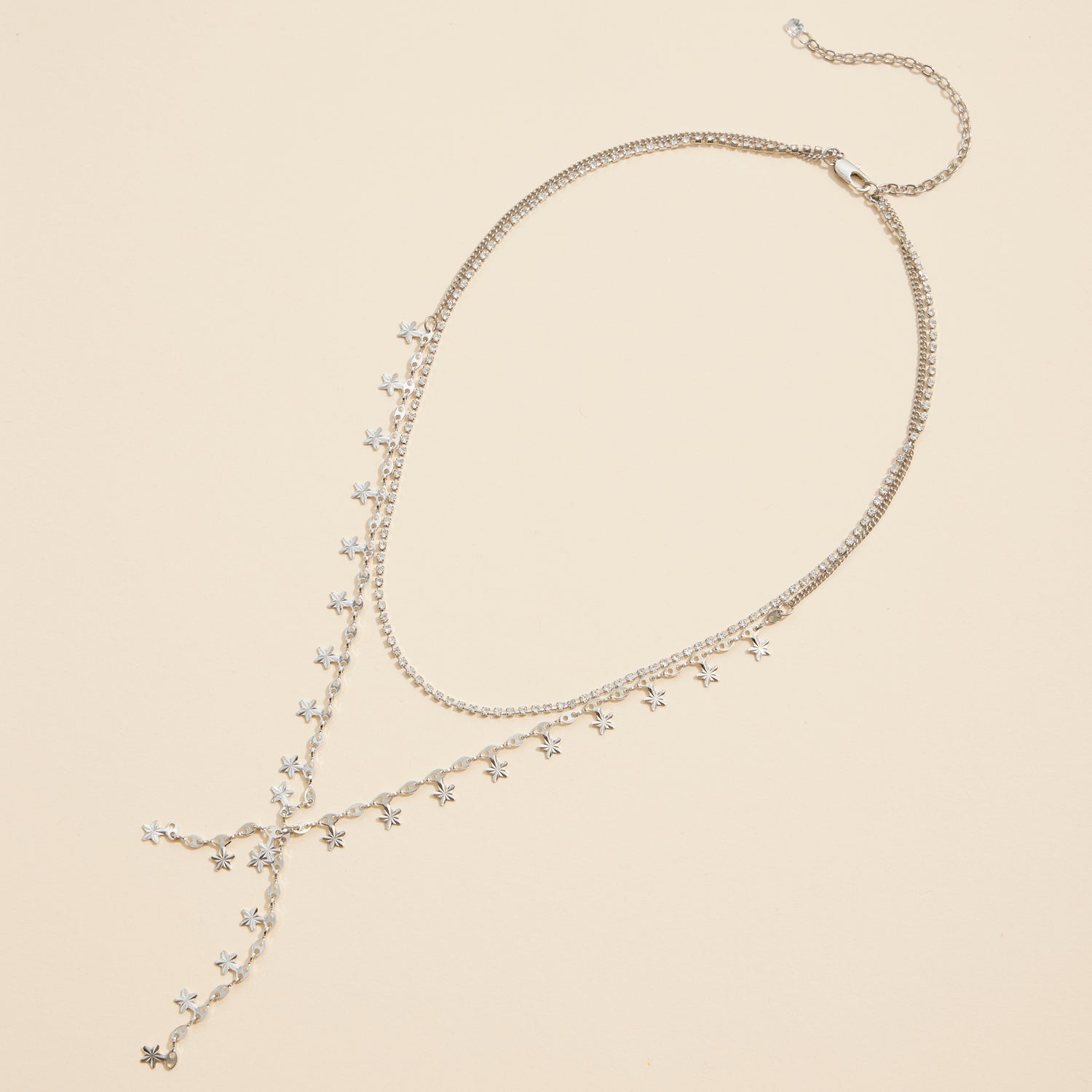 Elegant Star Layered Necklace with Crystal Details
