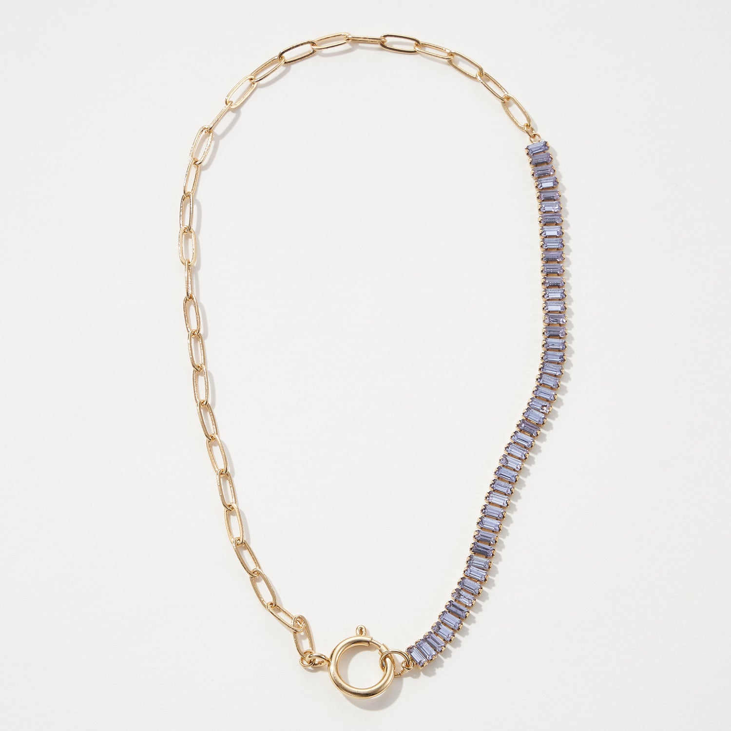 Half Crystal Half Paperclip Short Necklace