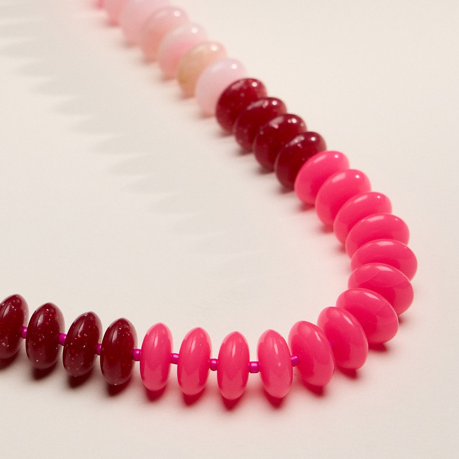 Gradient Resin Oval Bead Necklace in Sculpted Disc Design