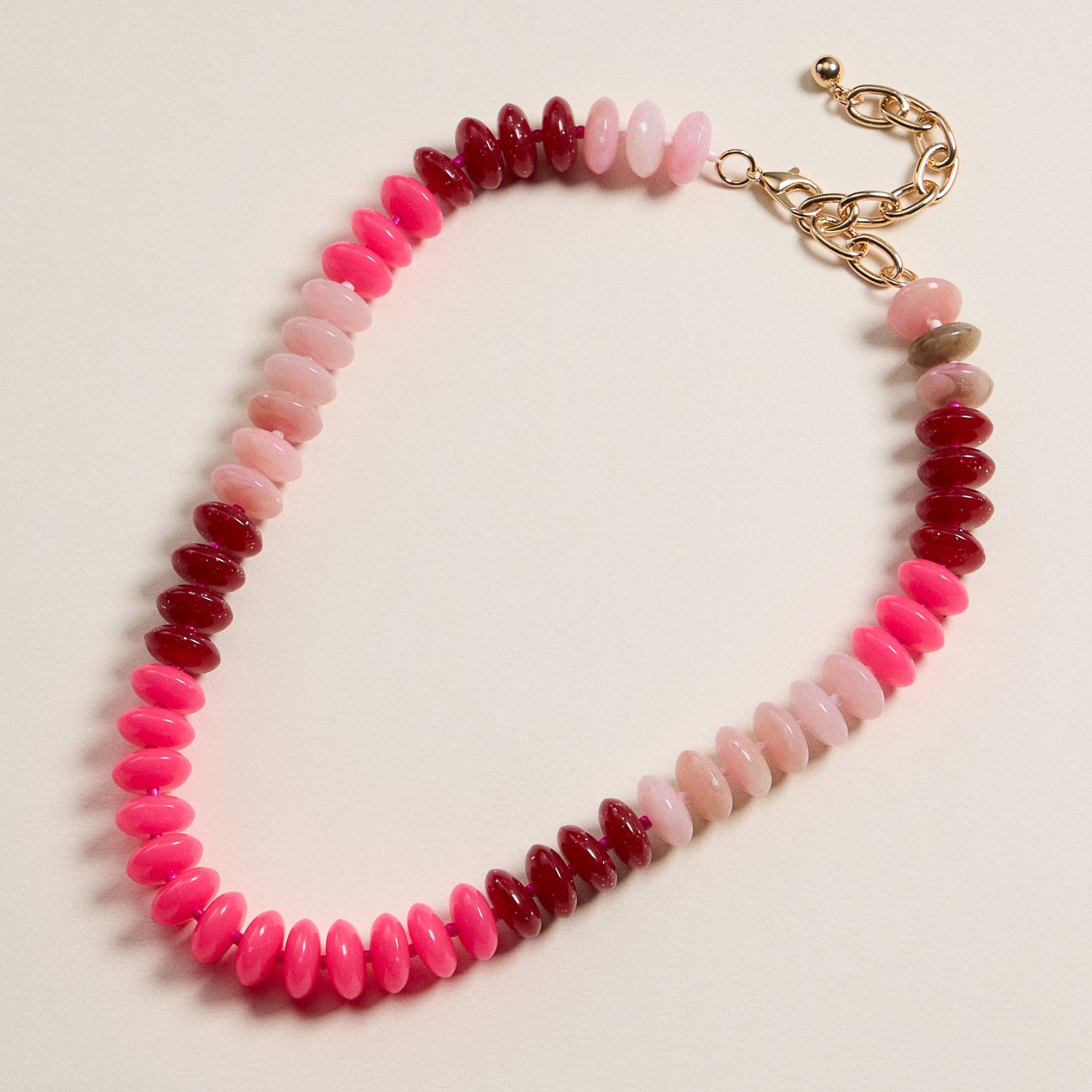 Ombre Resin Bead Necklace with Oval Disk Shapes