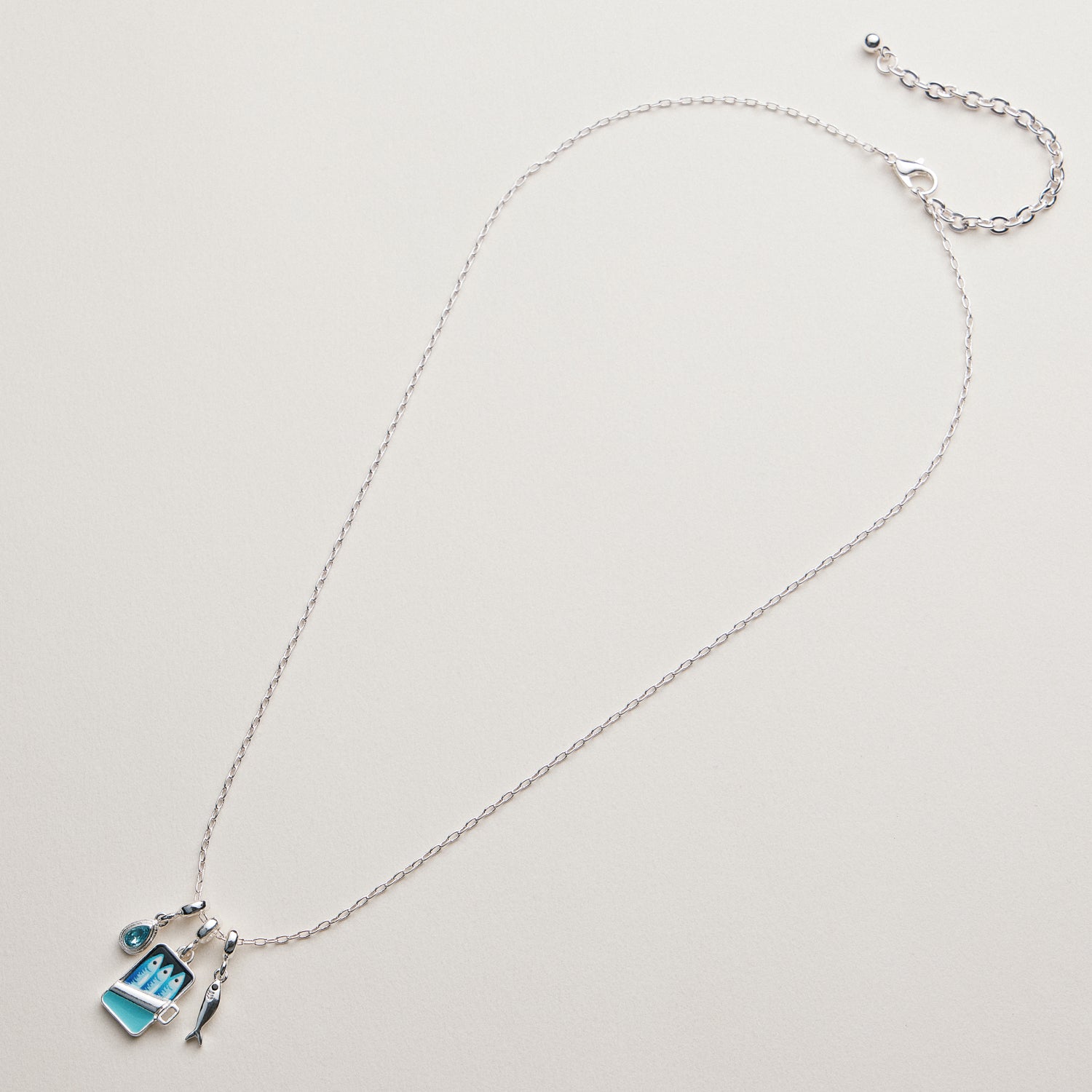 Gold Plated Fish Sardine Can Coastal Charm Necklace