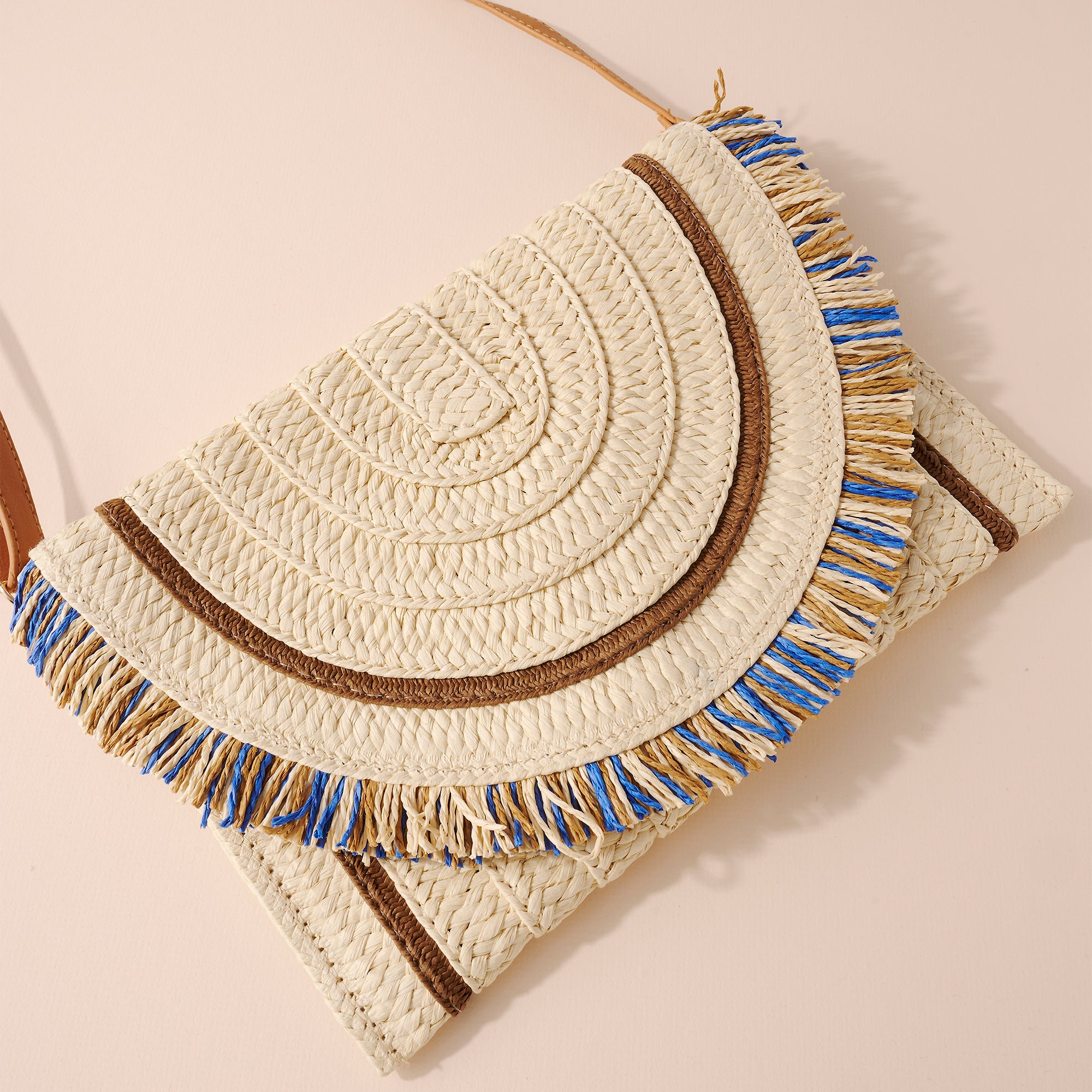 Fringed Raffia Handwoven Clutch Bag