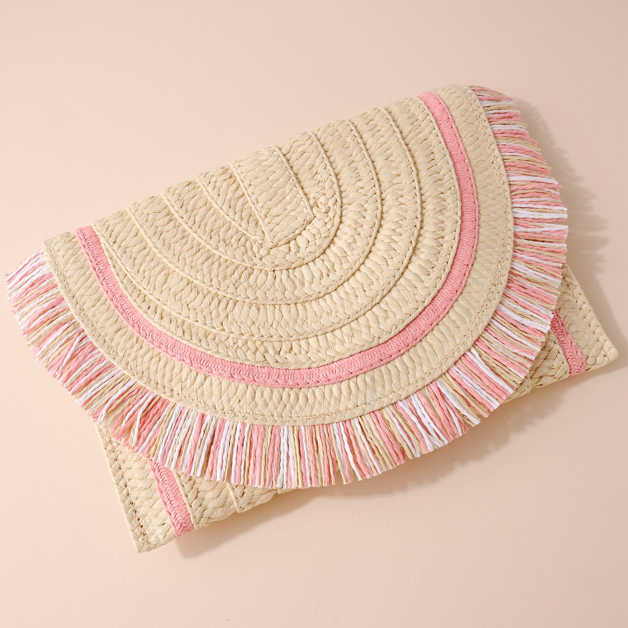 Fringed Raffia Handwoven Clutch Bag