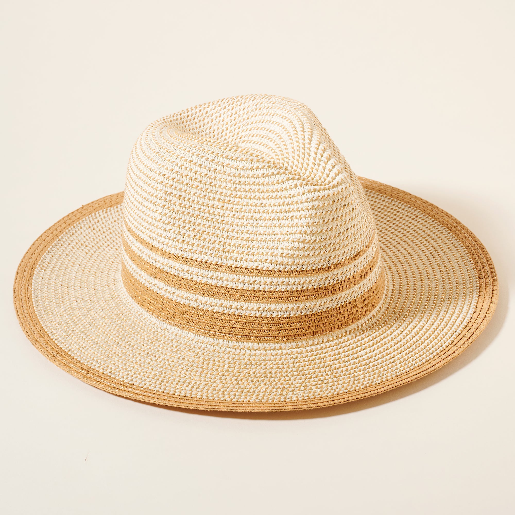Stripe Straw Fedora Hat