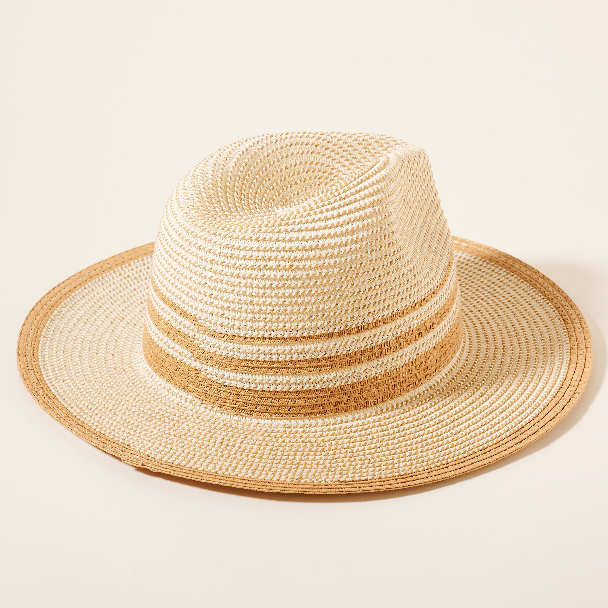 Stripe Straw Fedora Hat