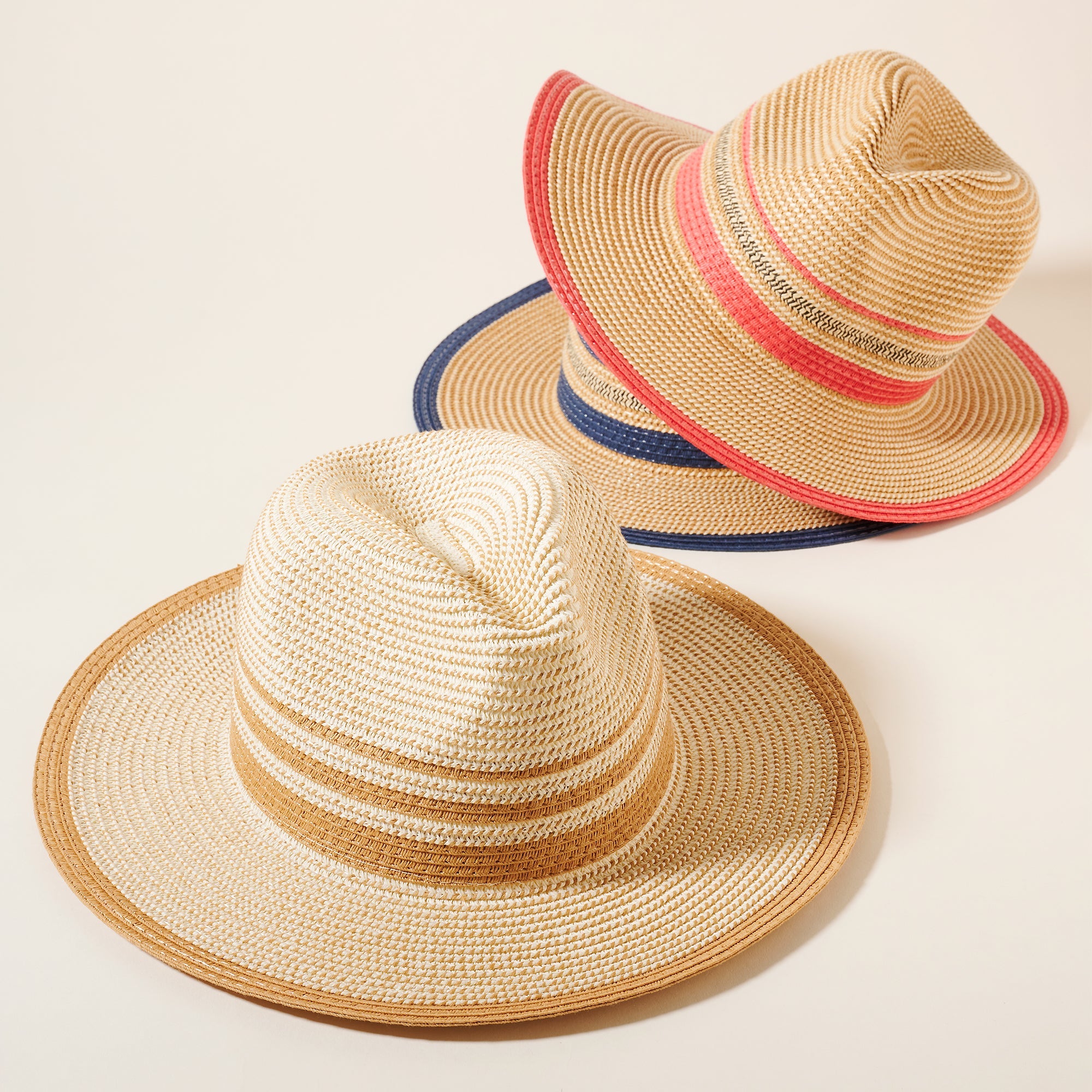 Stripe Straw Fedora Hat