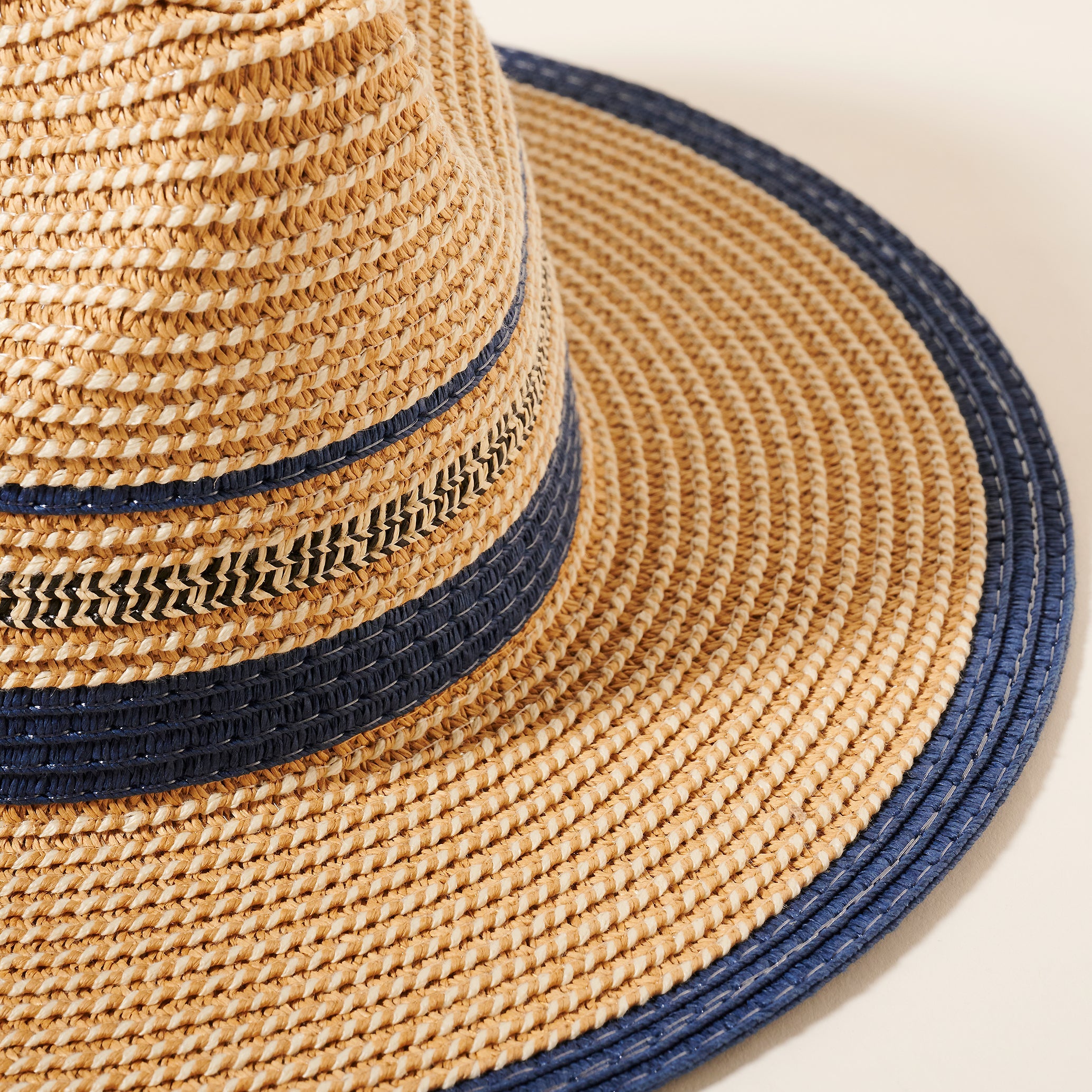 Stripe Straw Fedora Hat