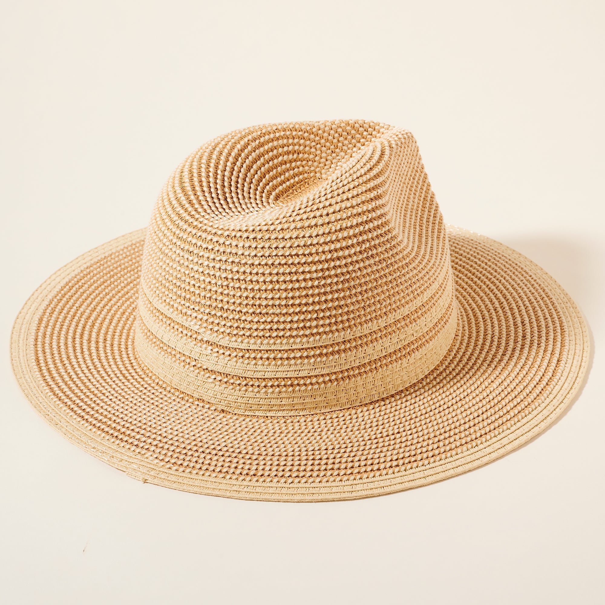 Stripe Straw Fedora Hat